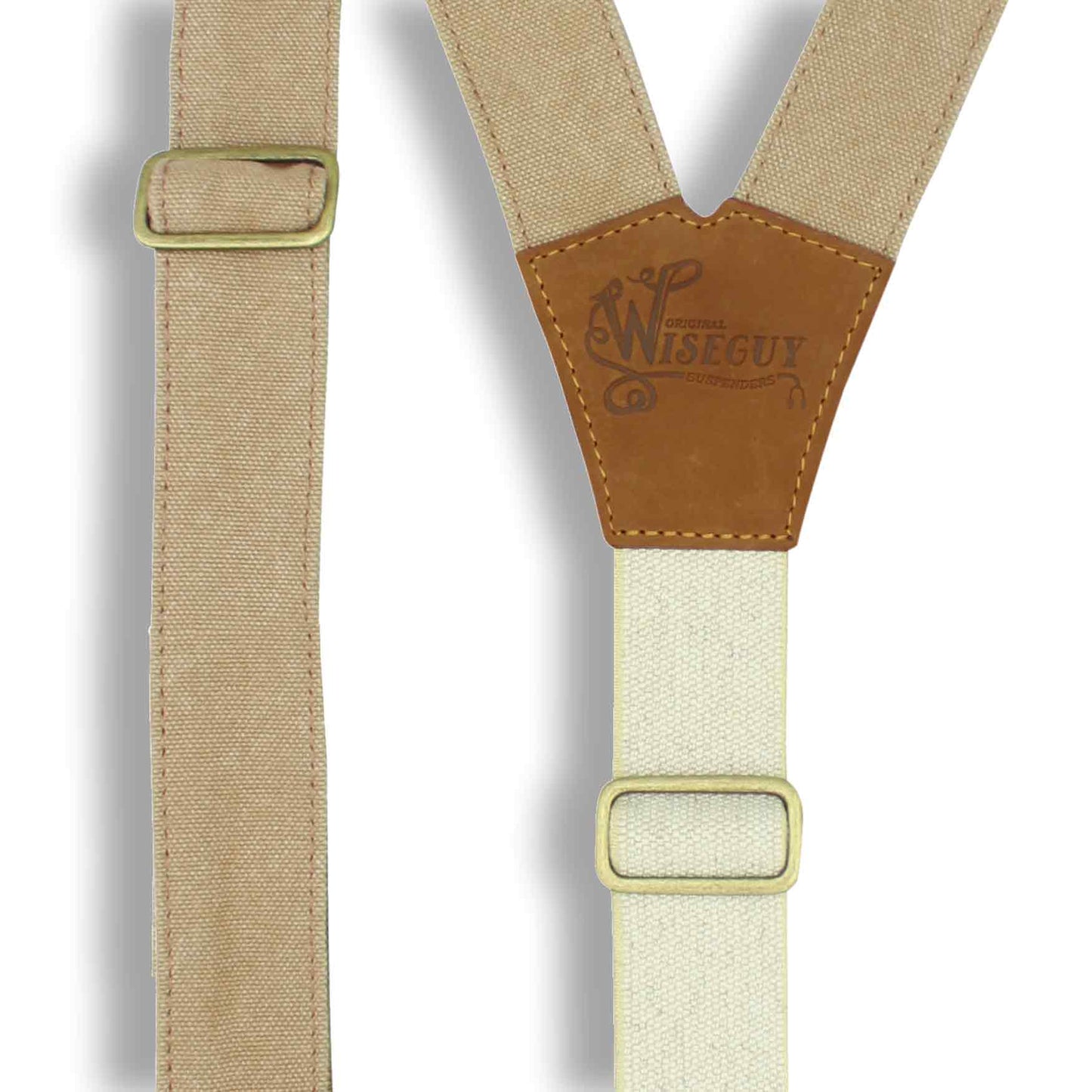 The Duck Canvas Mocca Suspenders with Elastic Sand color back strap - Wiseguy Suspenders