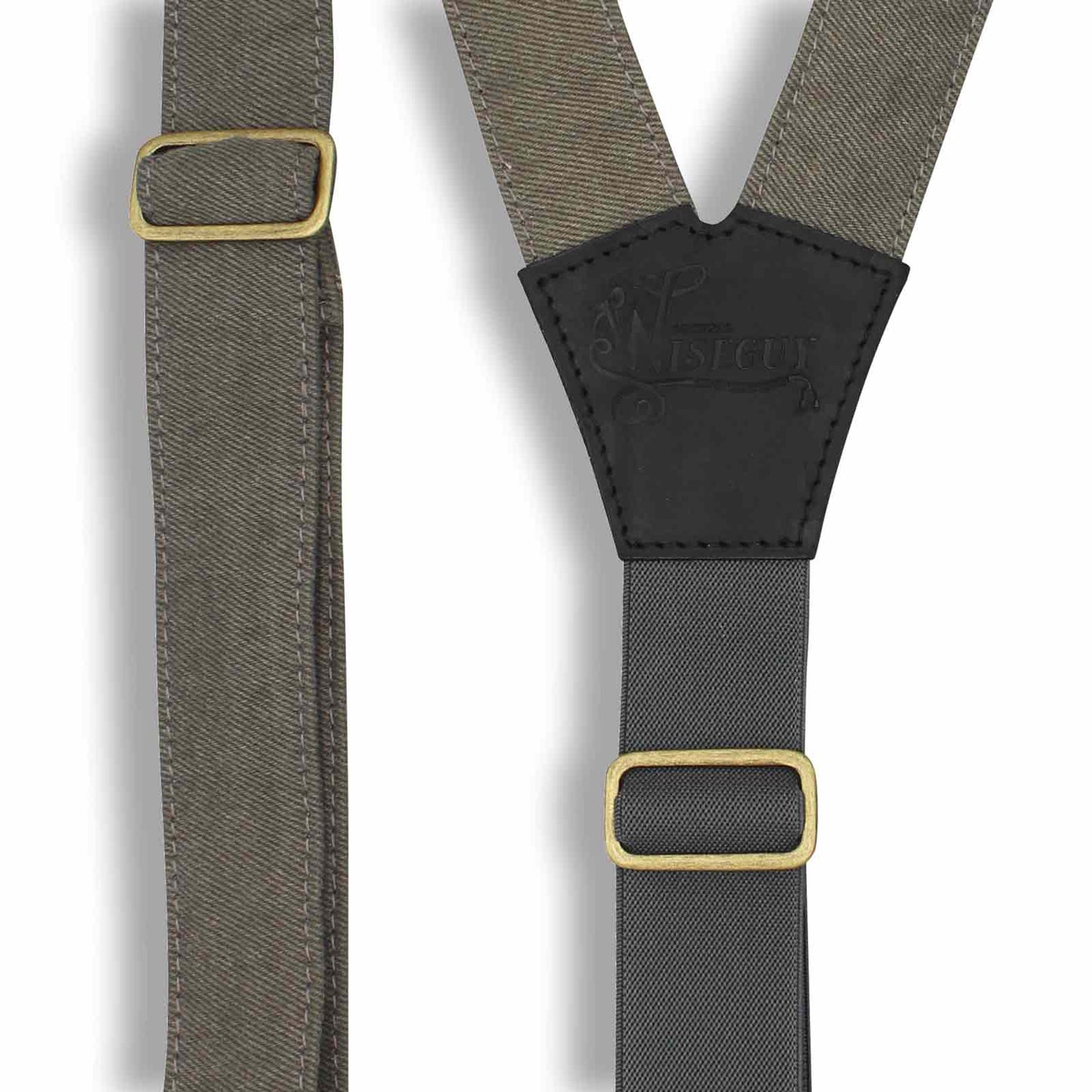 Duck Canvas Gray mens Suspenders with adjustable Elastic Back Strap - Wiseguy Suspenders