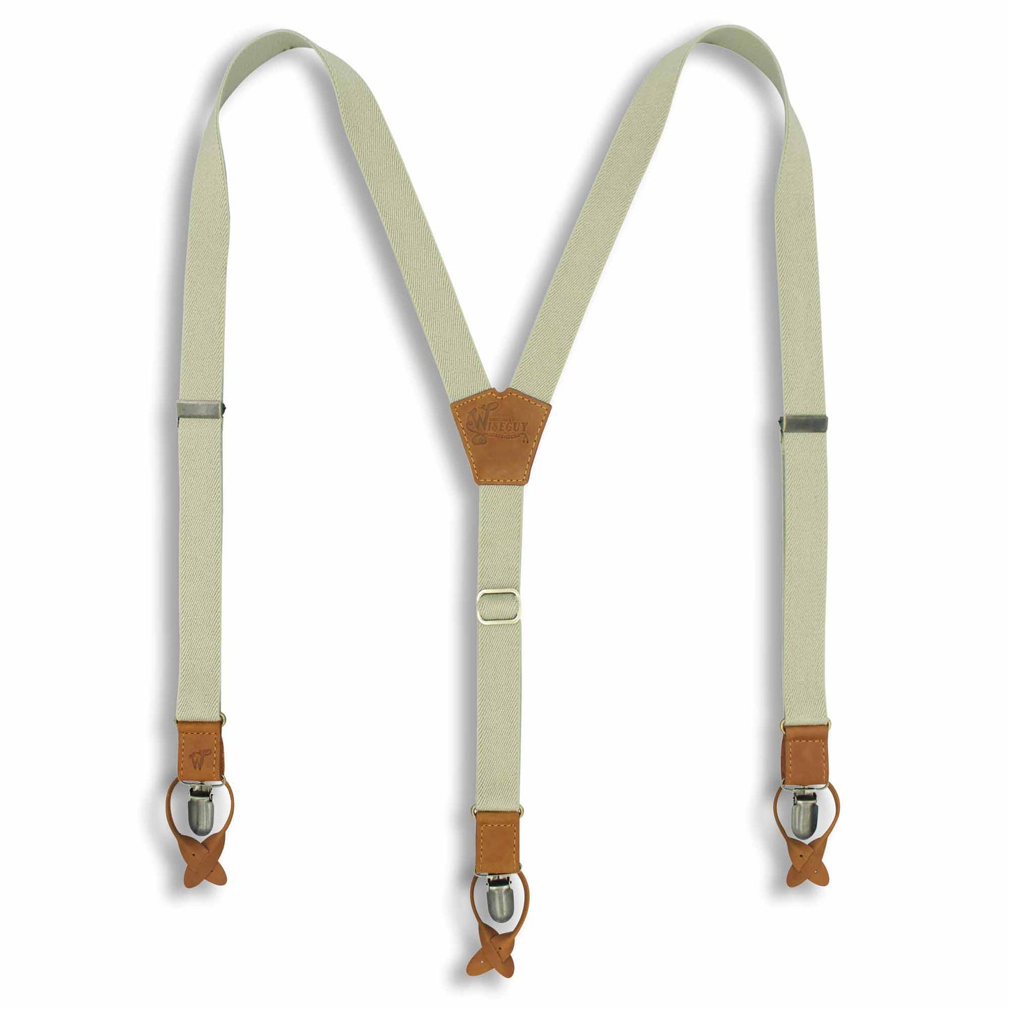 Desert Sand Formal Suspenders with Camel Brown Leather Parts 1 inch - Wiseguy Suspenders