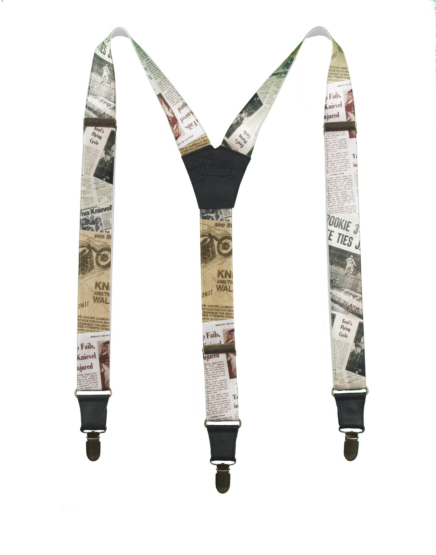 The Evel Knievel Suspenders wide straps (1.36 inch/3.5 cm) - Wiseguy Suspenders