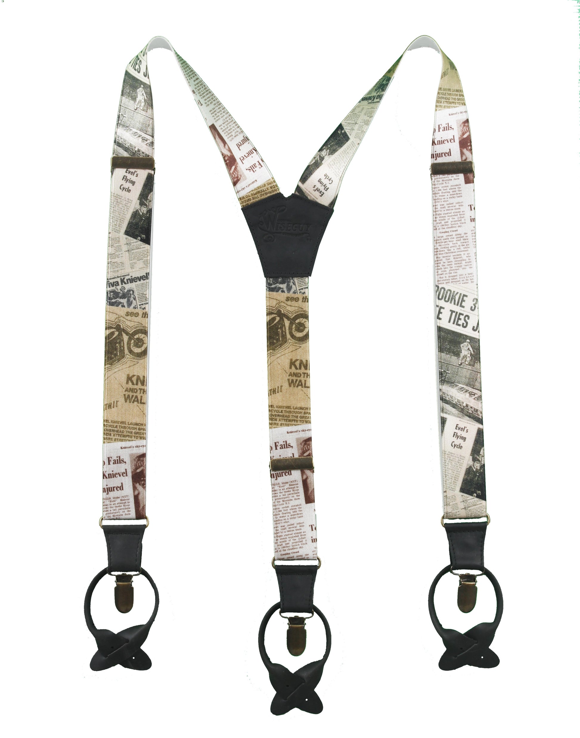 The Evel Knievel Suspenders wide straps (1.36 inch/3.5 cm) - Wiseguy Suspenders