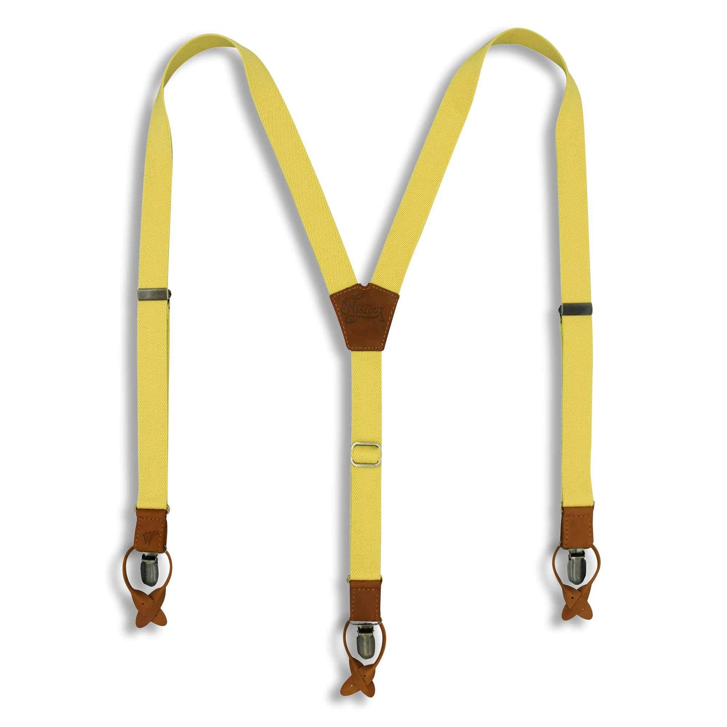 The Tuscany Suspenders on Camel Brown & Brass slim straps (1 inch/ 2.5 cm) - Wiseguy Suspenders