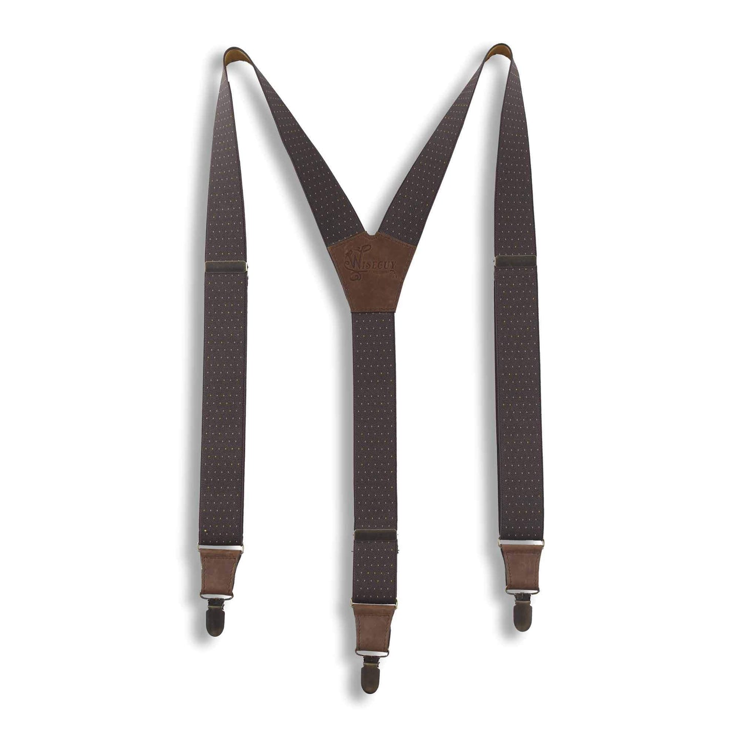 Barista formal men's Suspenders Brown with Yellow Dots 1 inch wide - Wiseguy Suspenders