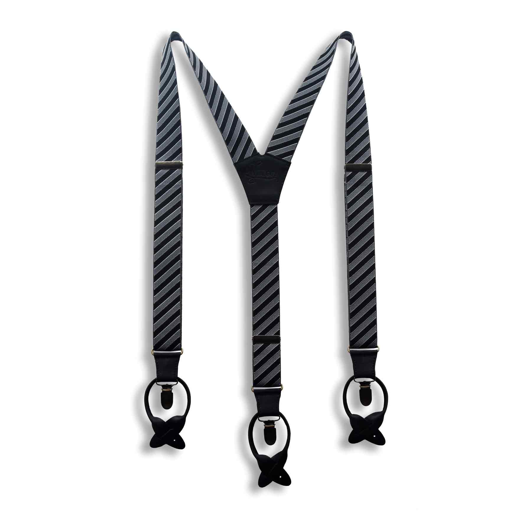 Bartender Striped wedding Suspenders for formal events 1.3 inch wide - Wiseguy Suspenders