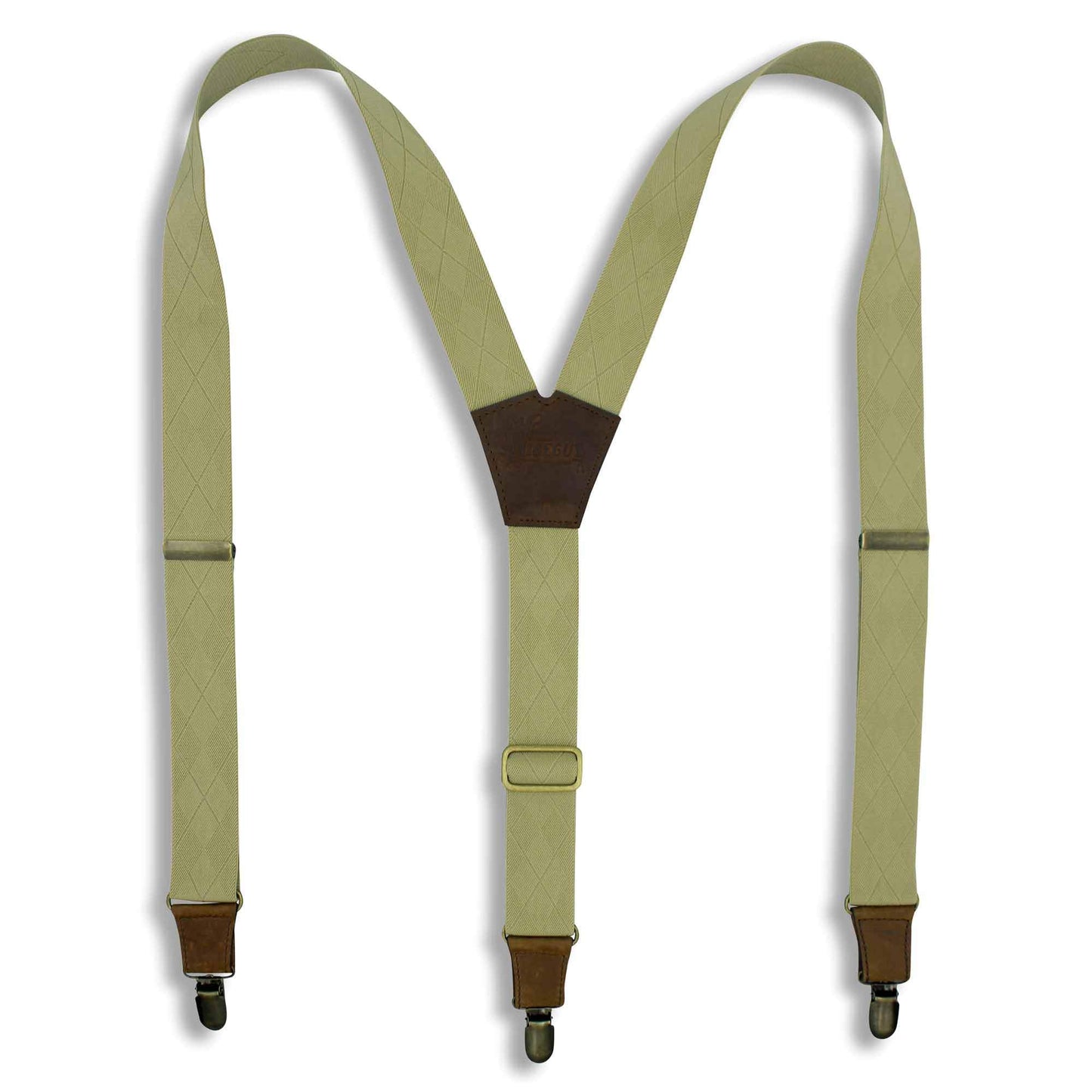 Beige with Checkered Woven Pattern Formal Braces Suspenders 1.3 inch - Wiseguy Suspenders