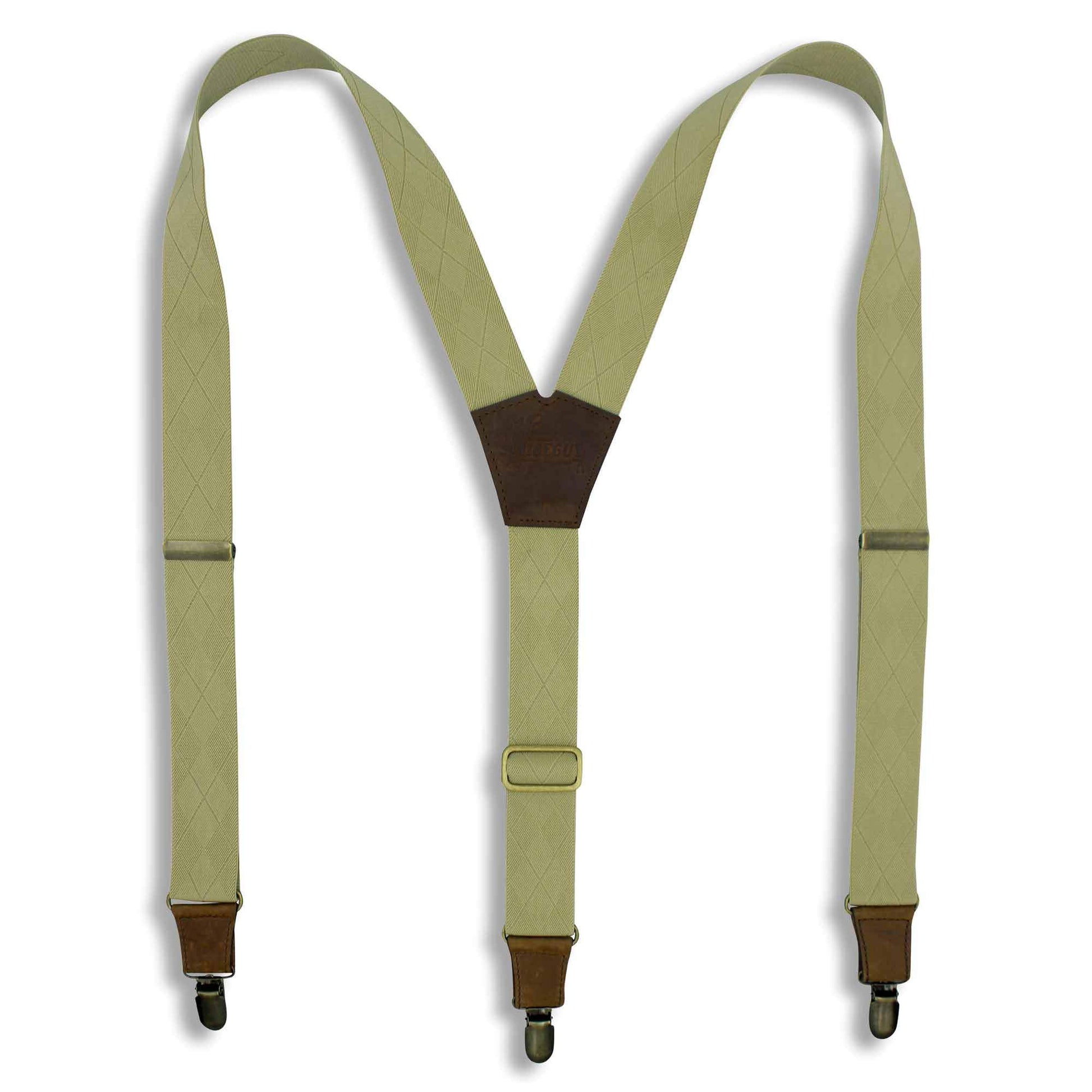 Beige with Checkered Woven Pattern Formal Braces Suspenders 1.3 inch - Wiseguy Suspenders
