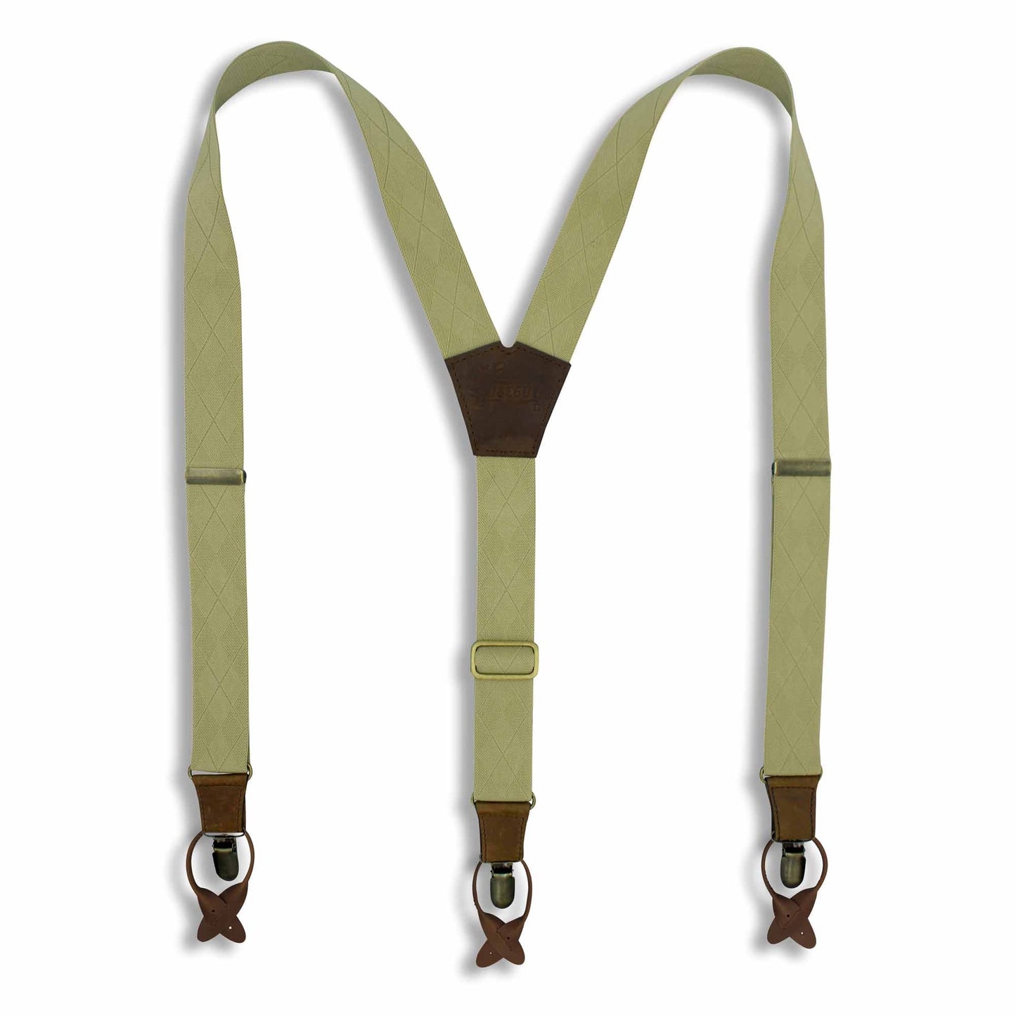 Beige with Checkered Woven Pattern Formal Braces Suspenders 1.3 inch - Wiseguy Suspenders