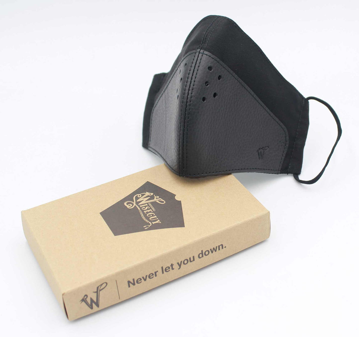 FaceWear Black canvas and leather