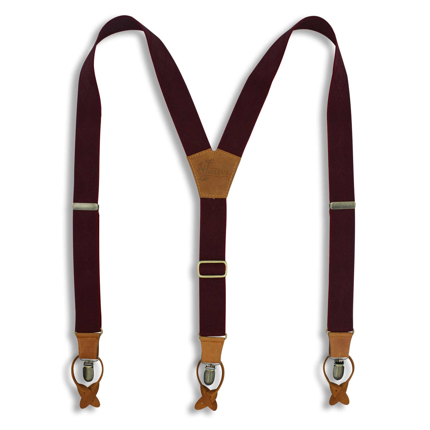 Burgundy with Checkered Woven Pattern formal mens Suspenders 1.3 inch - Wiseguy Suspenders