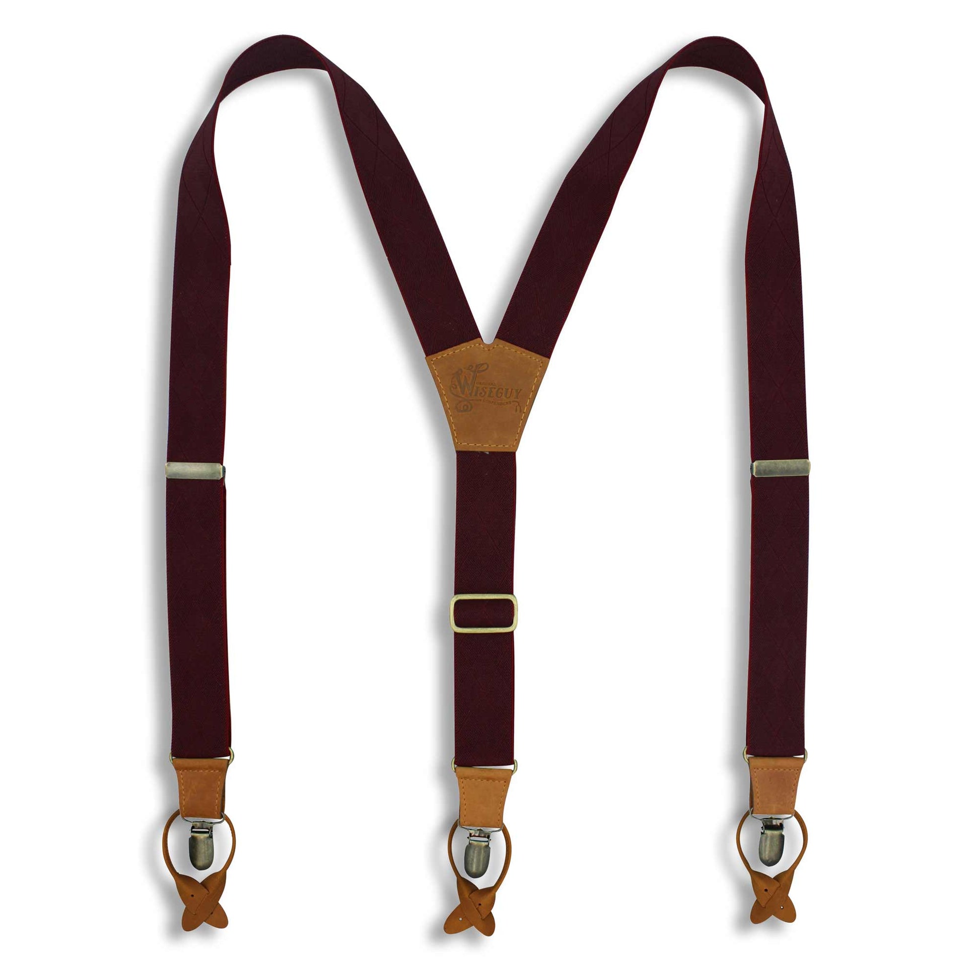 Burgundy with Checkered Woven Pattern formal mens Suspenders 1.3 inch - Wiseguy Suspenders