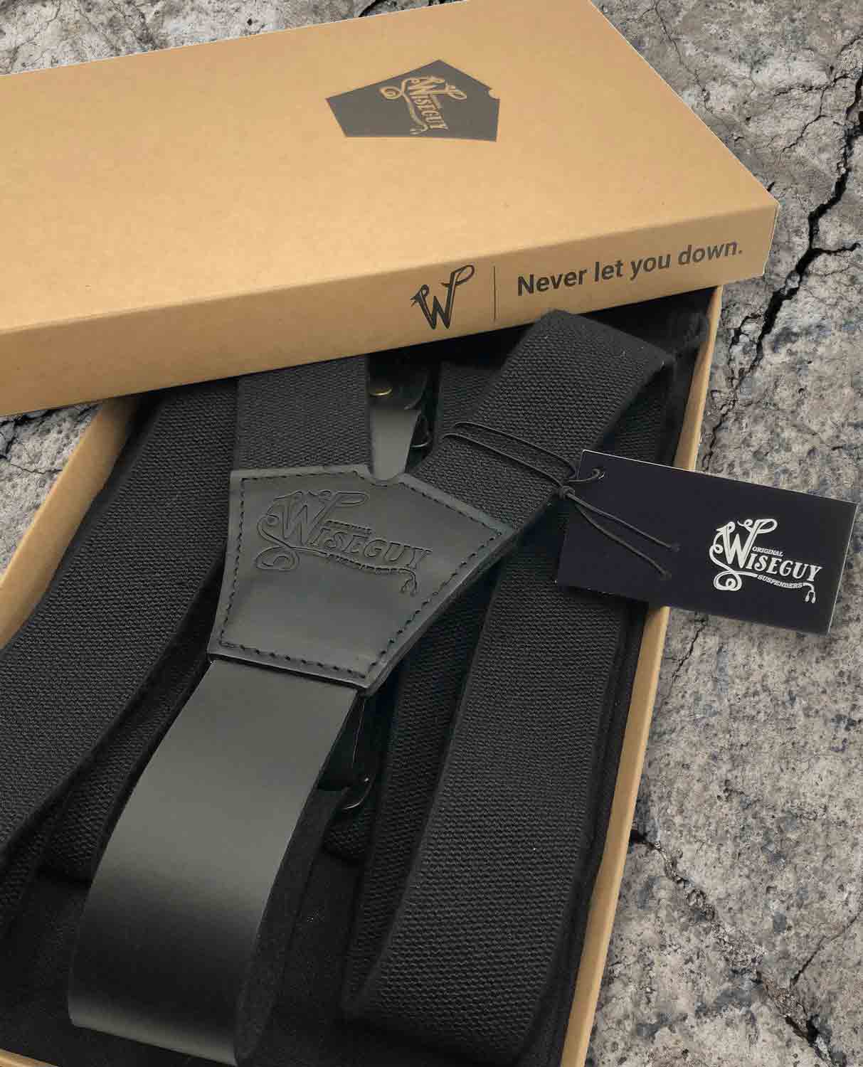 Charger Black Leather/Elastic Men Suspenders wide 1,36 inch/ 3,5 cm - Wiseguy Suspenders