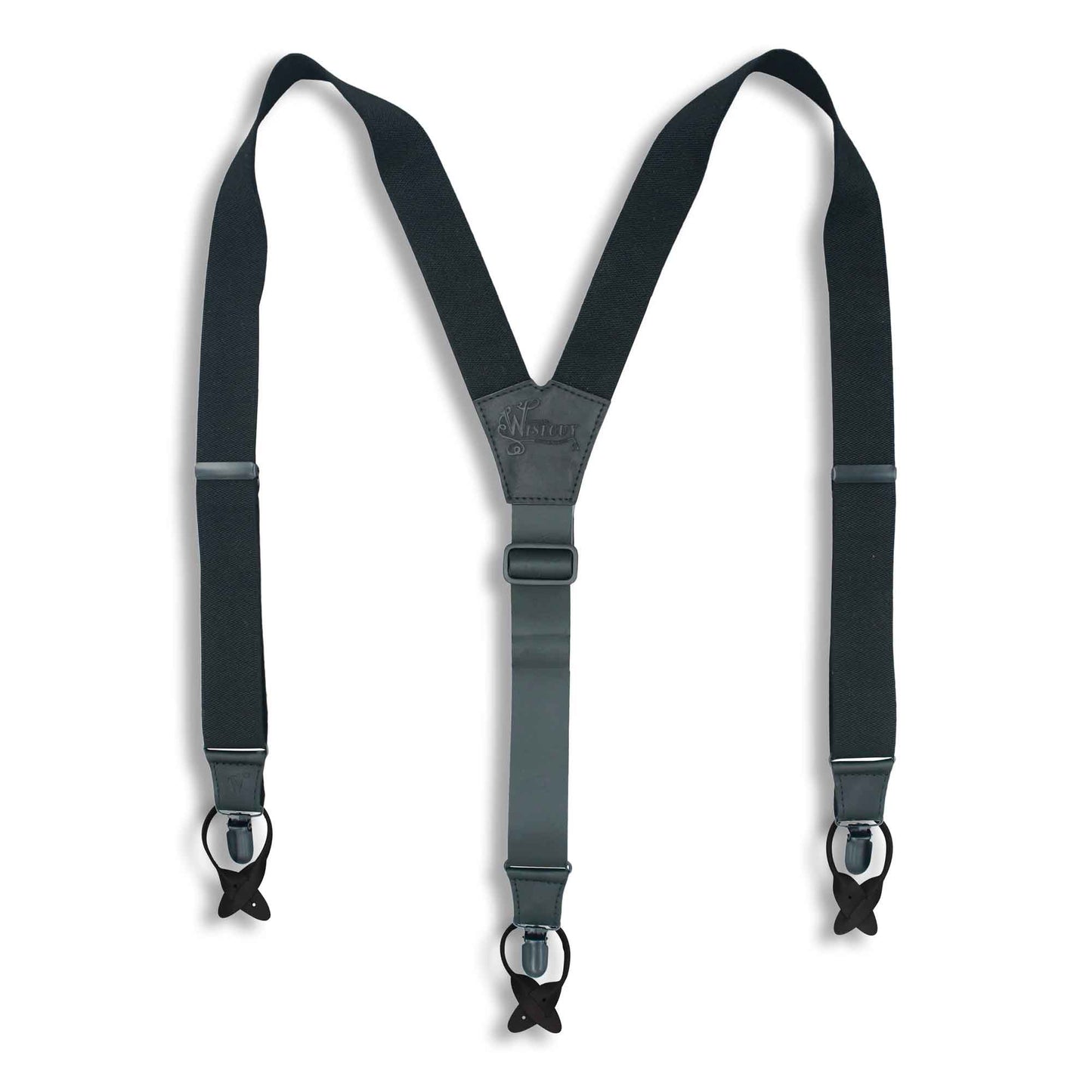 Charger Black Leather/Elastic Men Suspenders wide 1,36 inch/ 3,5 cm - Wiseguy Suspenders