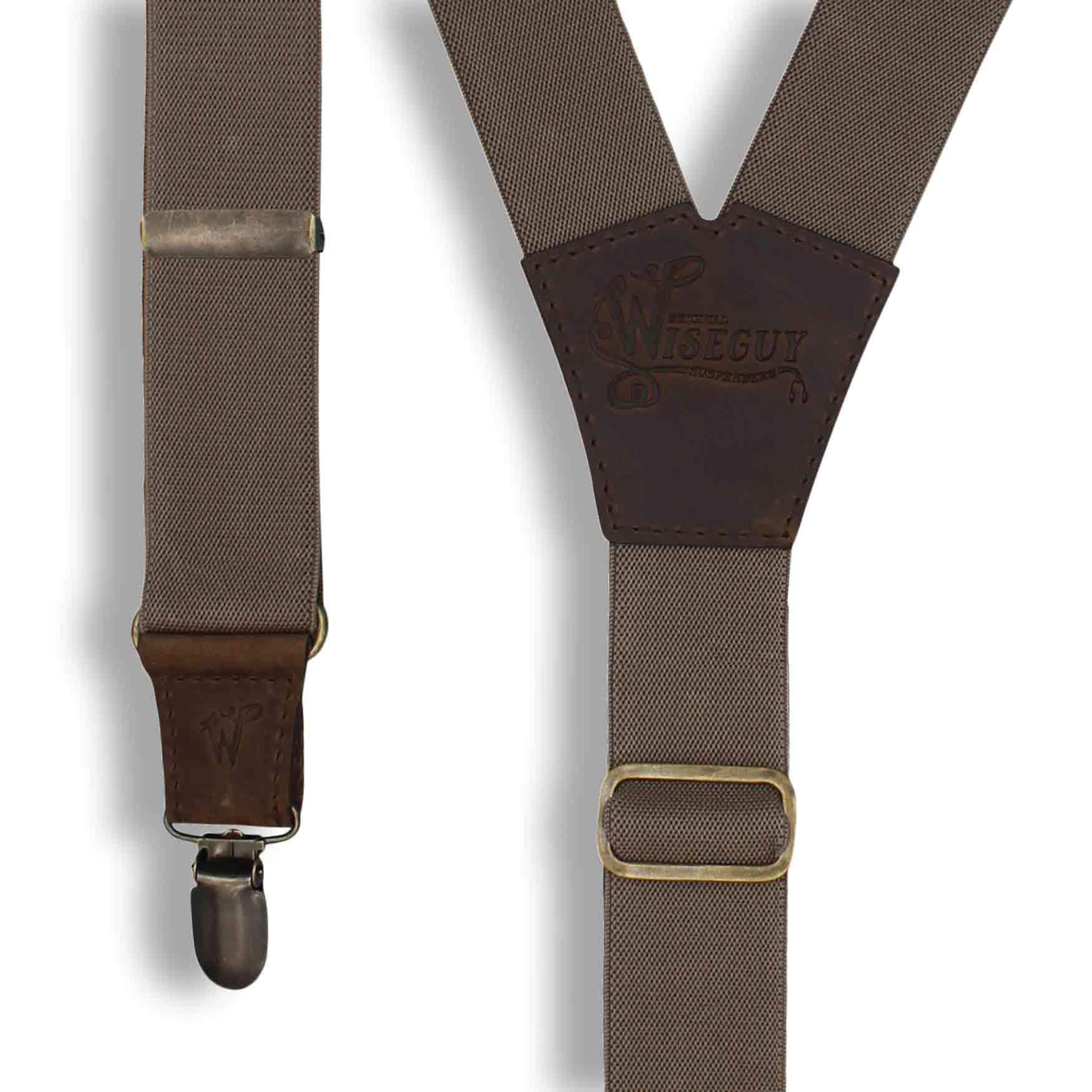 Chocolate on Dark Brown Y back thin Men's Suspenders 1 inch wide - Wiseguy Suspenders
