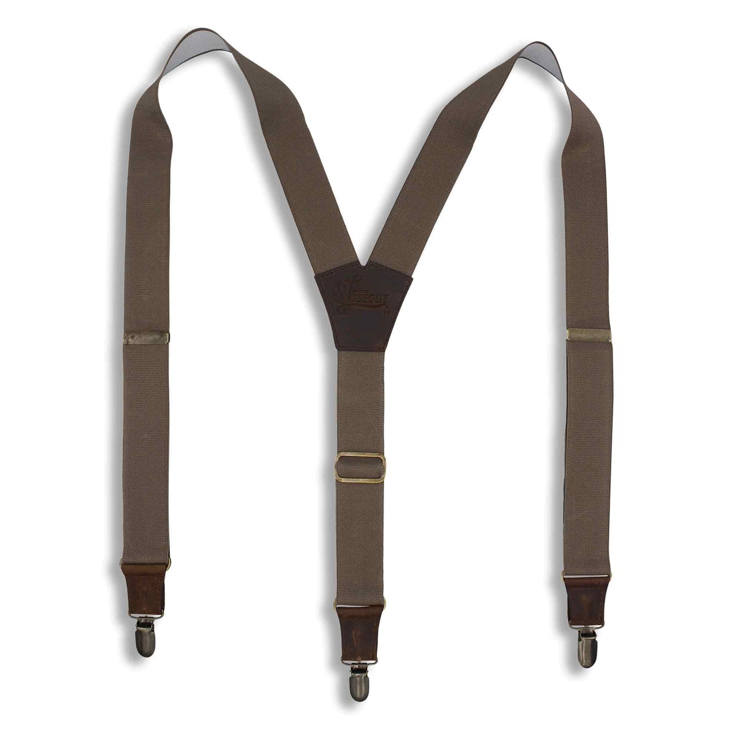 Chocolate on Dark Brown Y back thin Men's Suspenders 1 inch wide - Wiseguy Suspenders