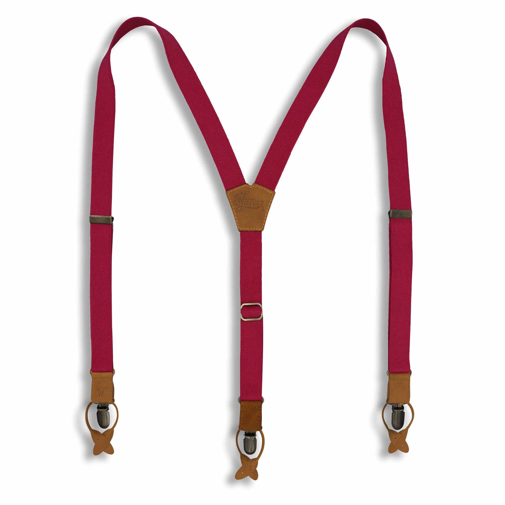The Cyclamen Red 1 inch thin Y shape casual Suspenders Braces for Men - Wiseguy Suspenders