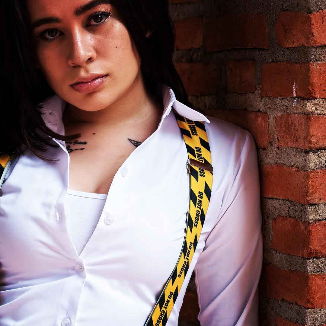 Do Not Cross Yellow casual Suspenders 1.3 inch wide straps - Wiseguy Suspenders