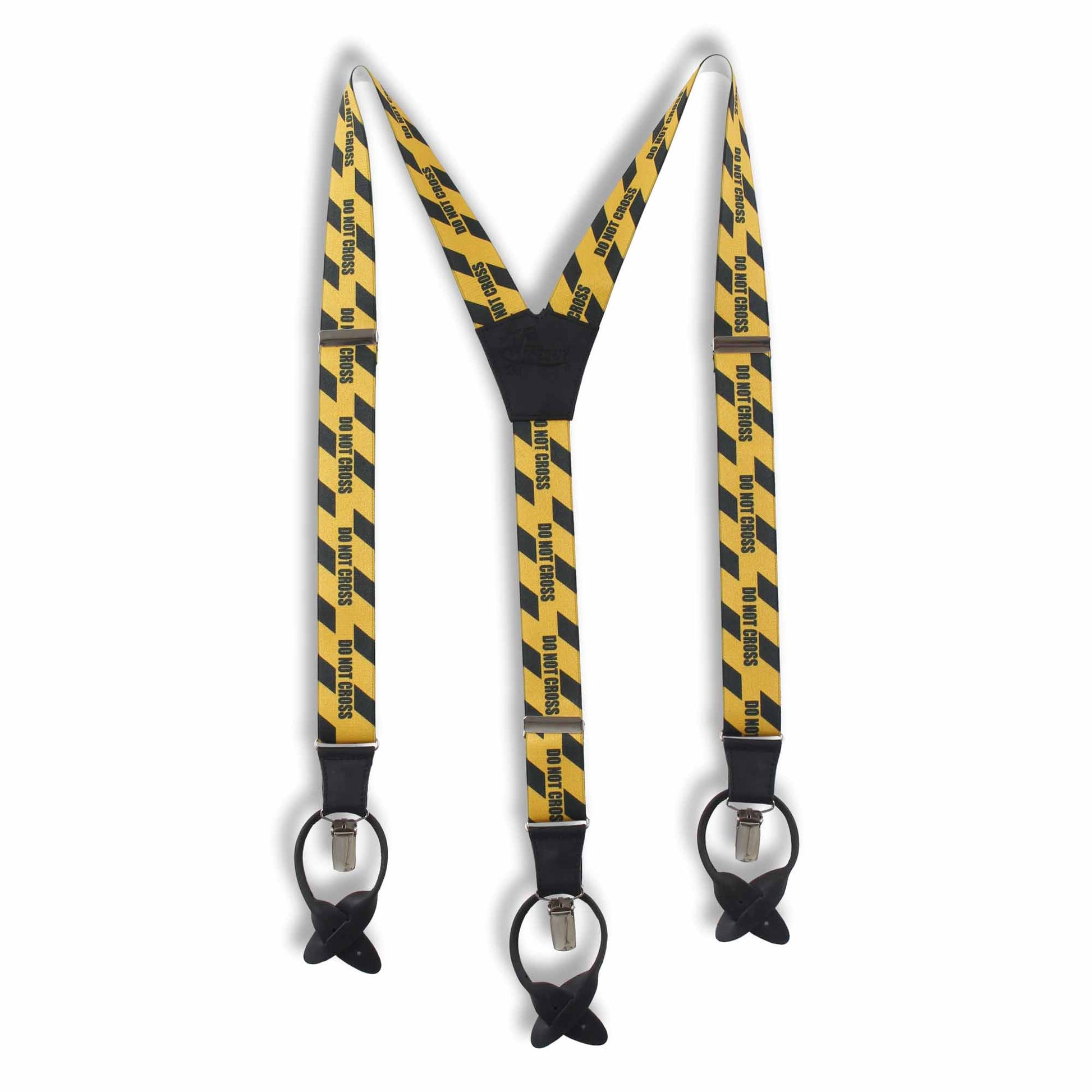 Do Not Cross Yellow casual Suspenders 1.3 inch wide straps - Wiseguy Suspenders