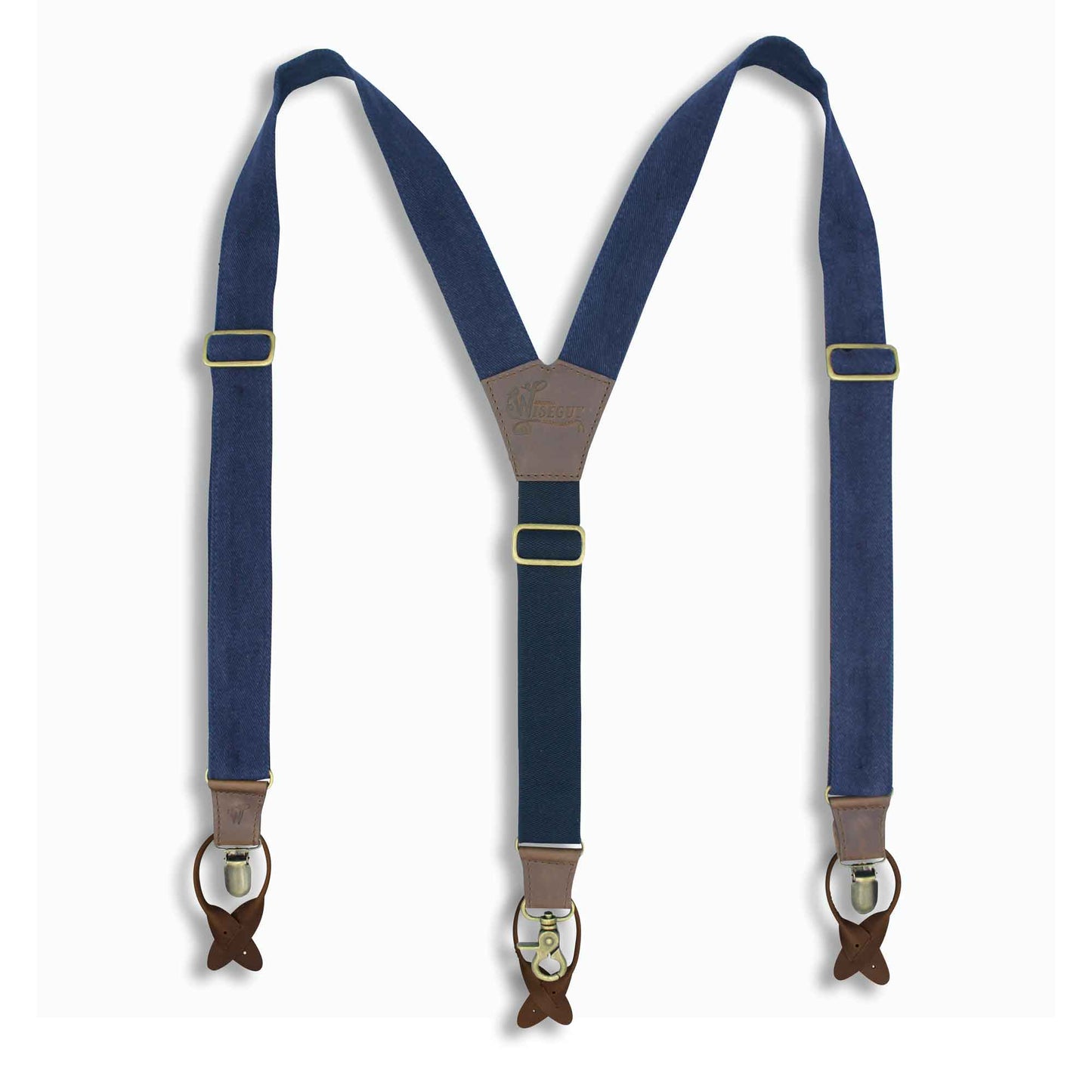 The Duck Denim Blue Suspender with adjustable Elastic Back Strap 1.3" - Wiseguy Suspenders