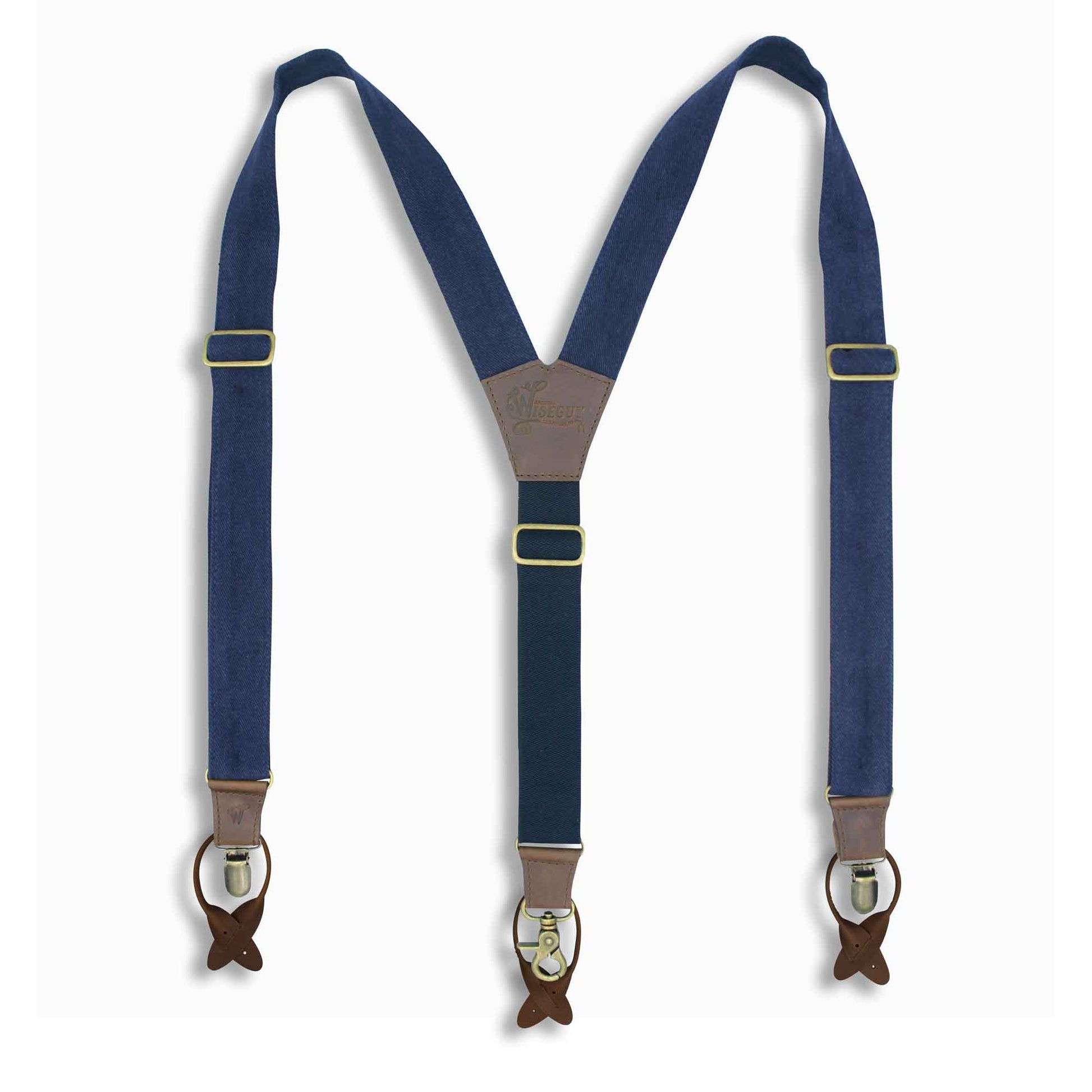 The Duck Denim Blue Suspender with adjustable Elastic Back Strap 1.3" - Wiseguy Suspenders