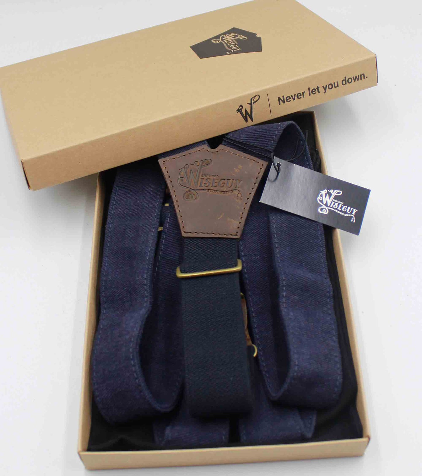The Duck Denim Blue Suspender with adjustable Elastic Back Strap 1.3" - Wiseguy Suspenders