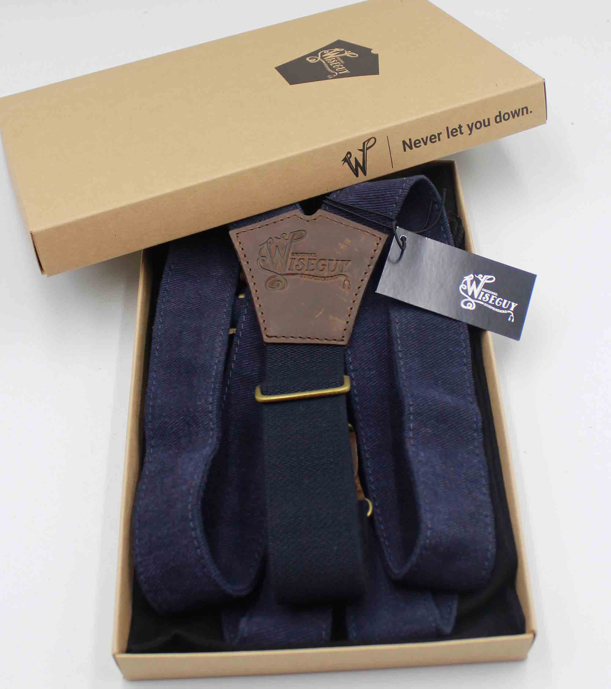 The Duck Denim Blue Suspender with adjustable Elastic Back Strap 1.3" - Wiseguy Suspenders