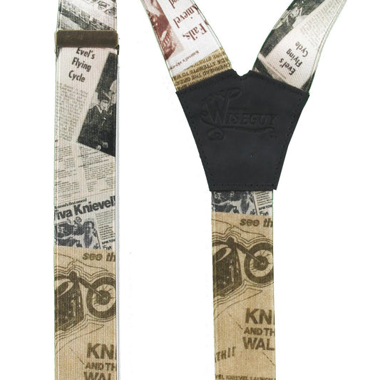 The Evel Knievel Suspenders wide straps (1.36 inch/3.5 cm) - Wiseguy Suspenders