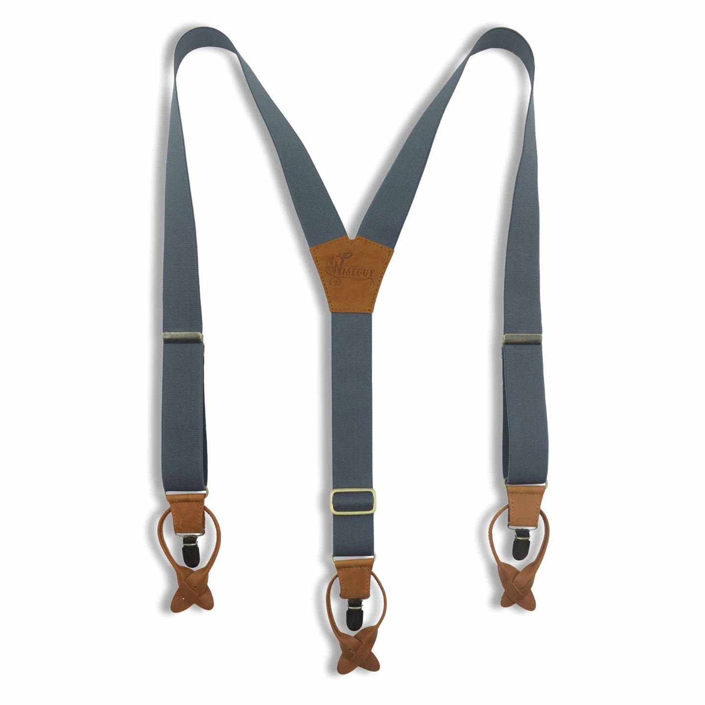 Gray on Camel Brown Suspenders wide straps (1.36 inch/3.5 cm) - Wiseguy Suspenders