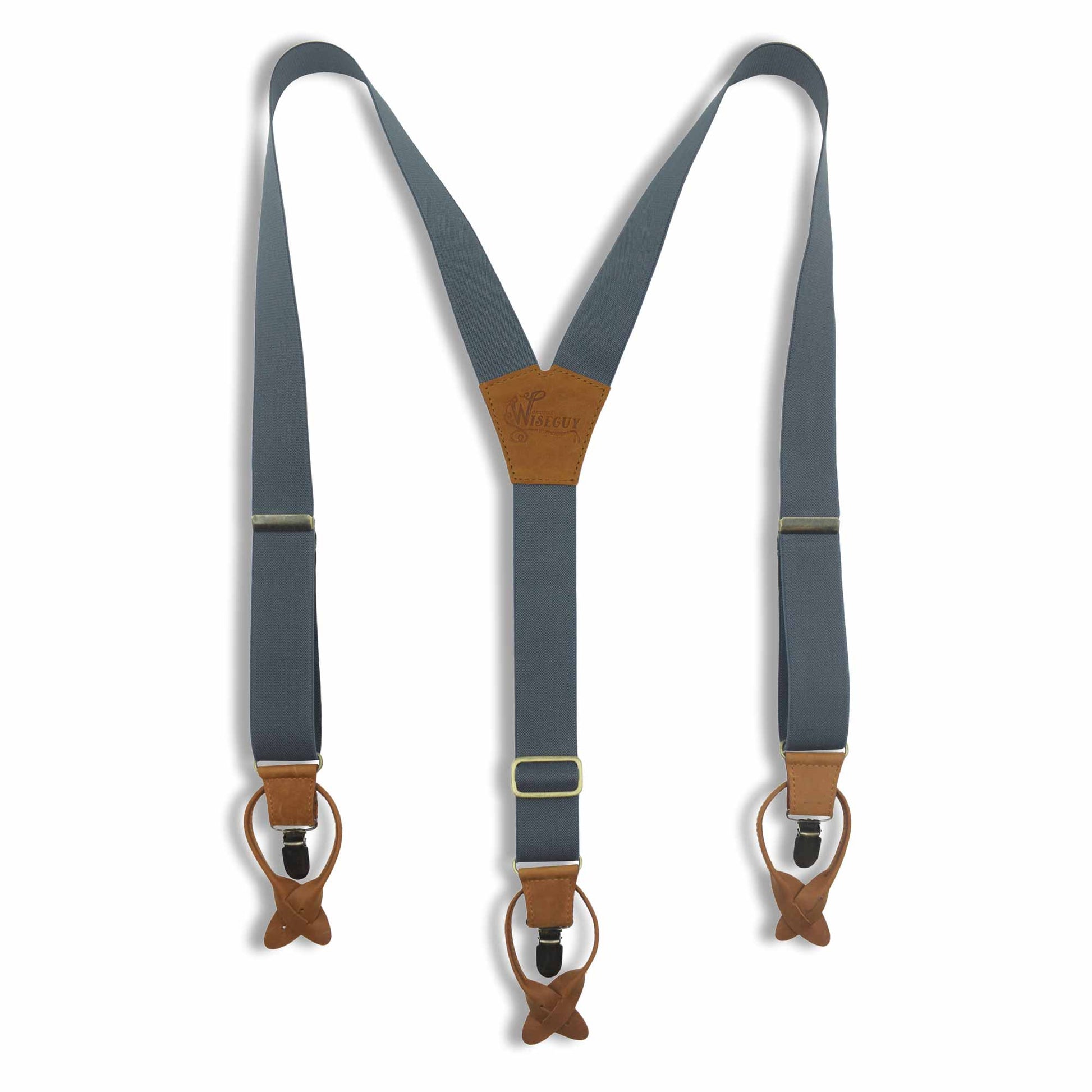 Gray on Camel Brown Suspenders wide straps (1.36 inch/3.5 cm) - Wiseguy Suspenders