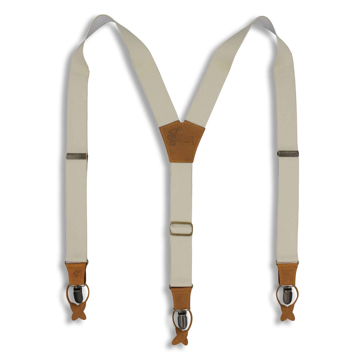 Ivory on Camel Brown Suspenders wide straps (1.36 inch/3.5 cm) - Wiseguy Suspenders