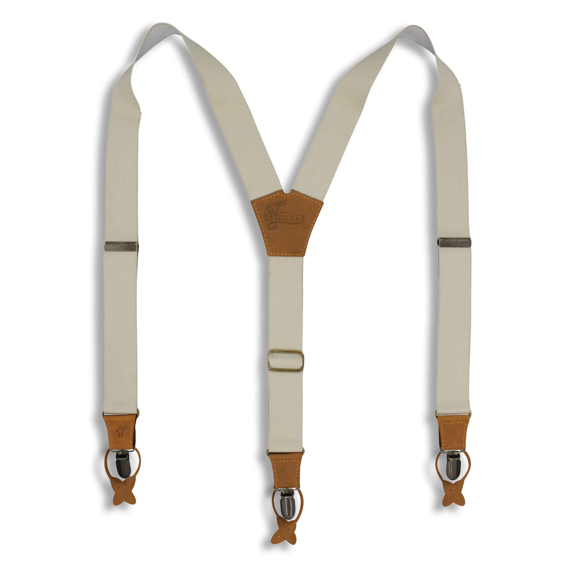 Ivory on Camel Brown Suspenders wide straps (1.36 inch/3.5 cm) - Wiseguy Suspenders