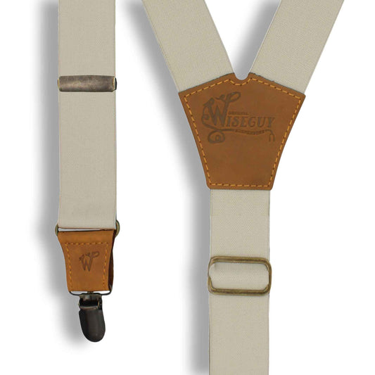 Ivory on Camel Brown Suspenders wide straps (1.36 inch/3.5 cm) - Wiseguy Suspenders