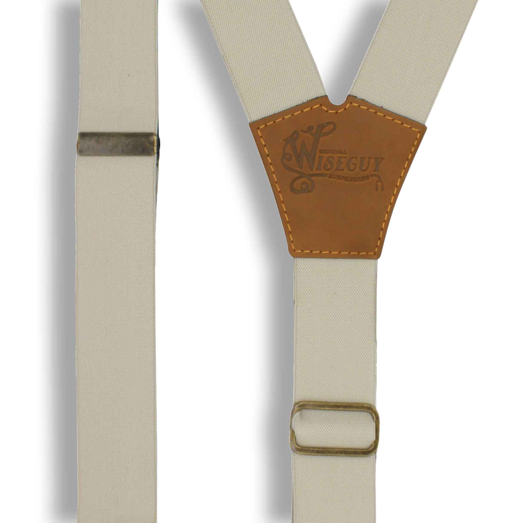 Ivory on Camel Brown Suspenders wide straps (1.36 inch/3.5 cm) - Wiseguy Suspenders