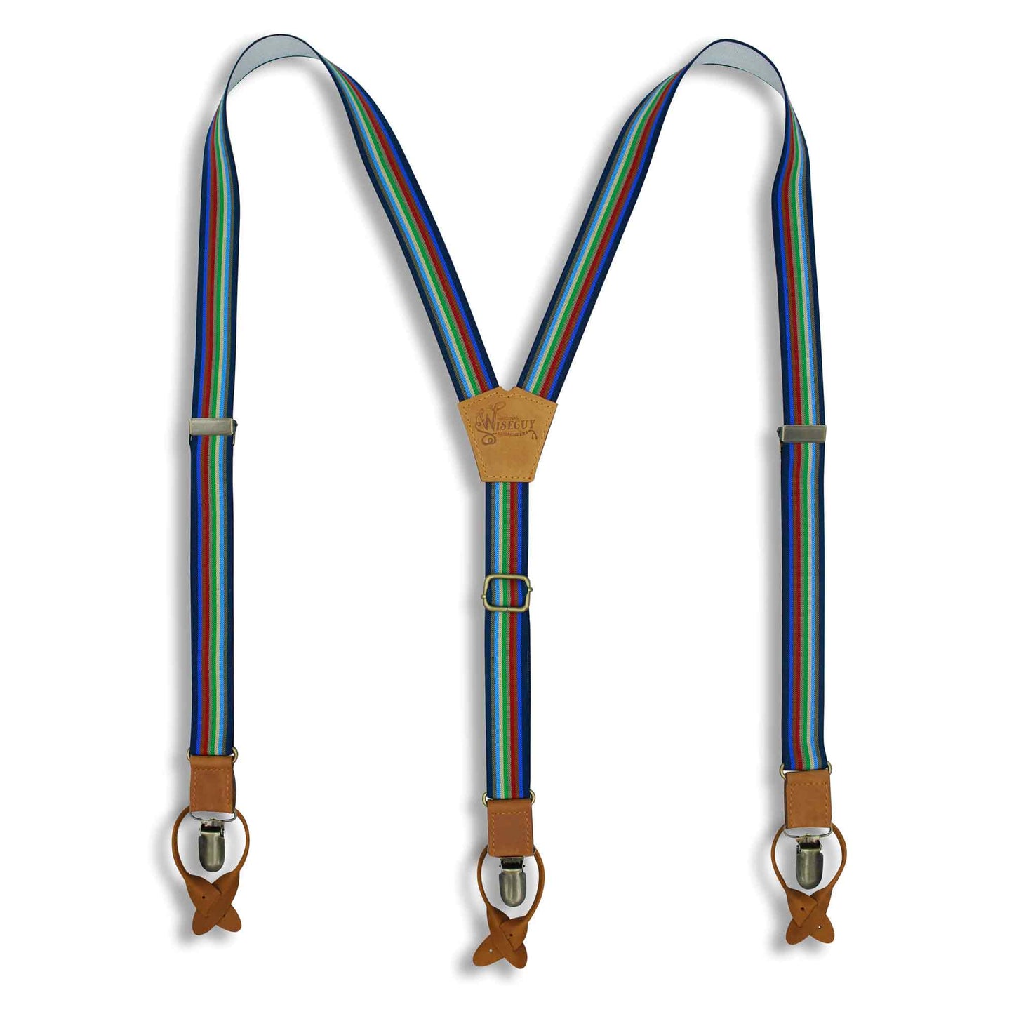 Liberty - Multi Colored Striped Suspenders slim straps (1 inch/2.54 cm) - Wiseguy Suspenders