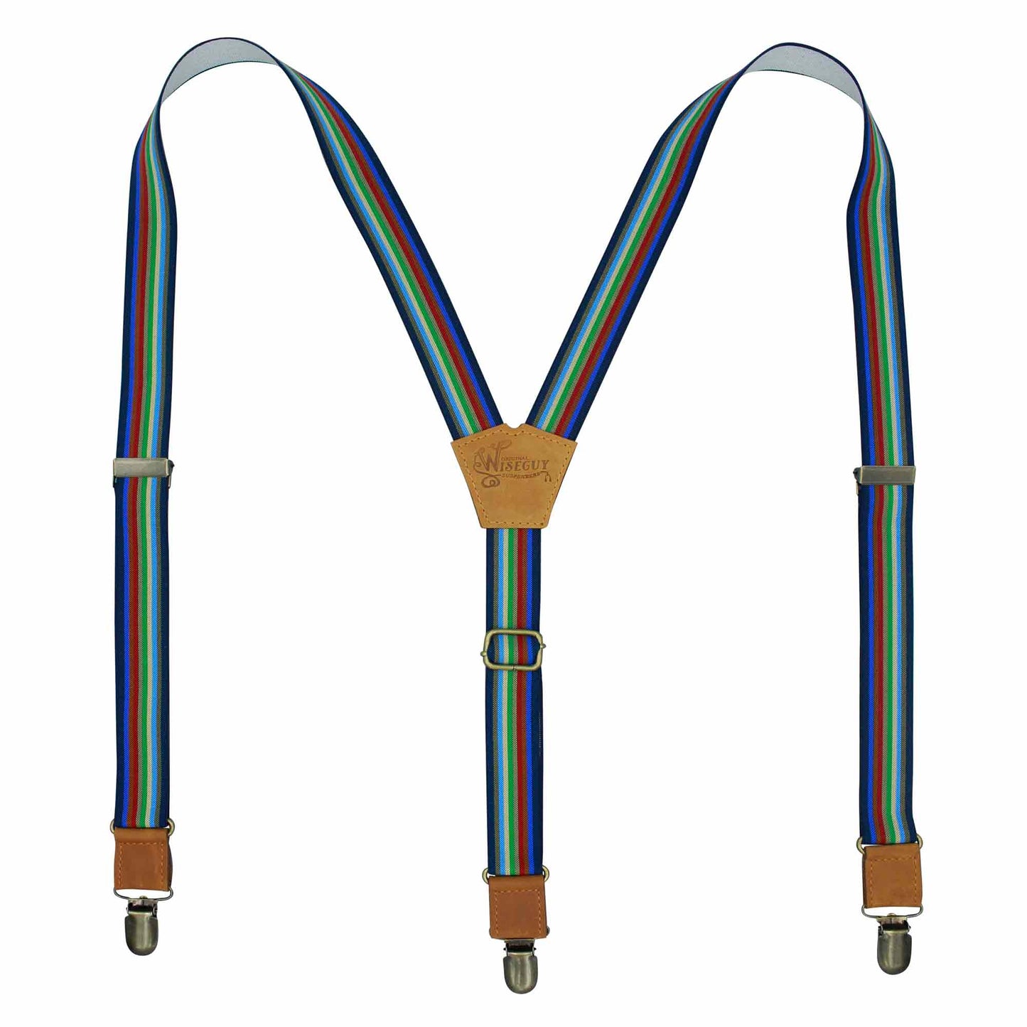 Liberty - Multi Colored Striped Suspenders slim straps (1 inch/2.54 cm) - Wiseguy Suspenders