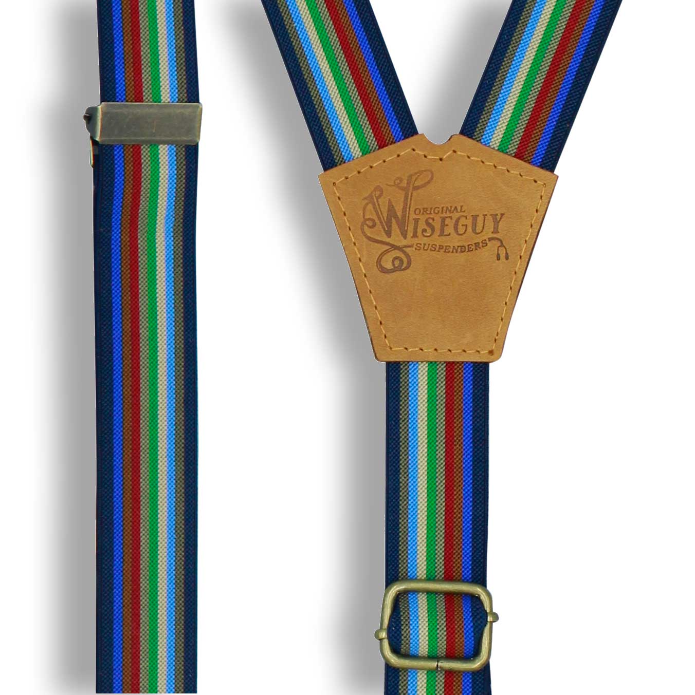 Liberty - Multi Colored Striped Suspenders slim straps (1 inch/2.54 cm) - Wiseguy Suspenders