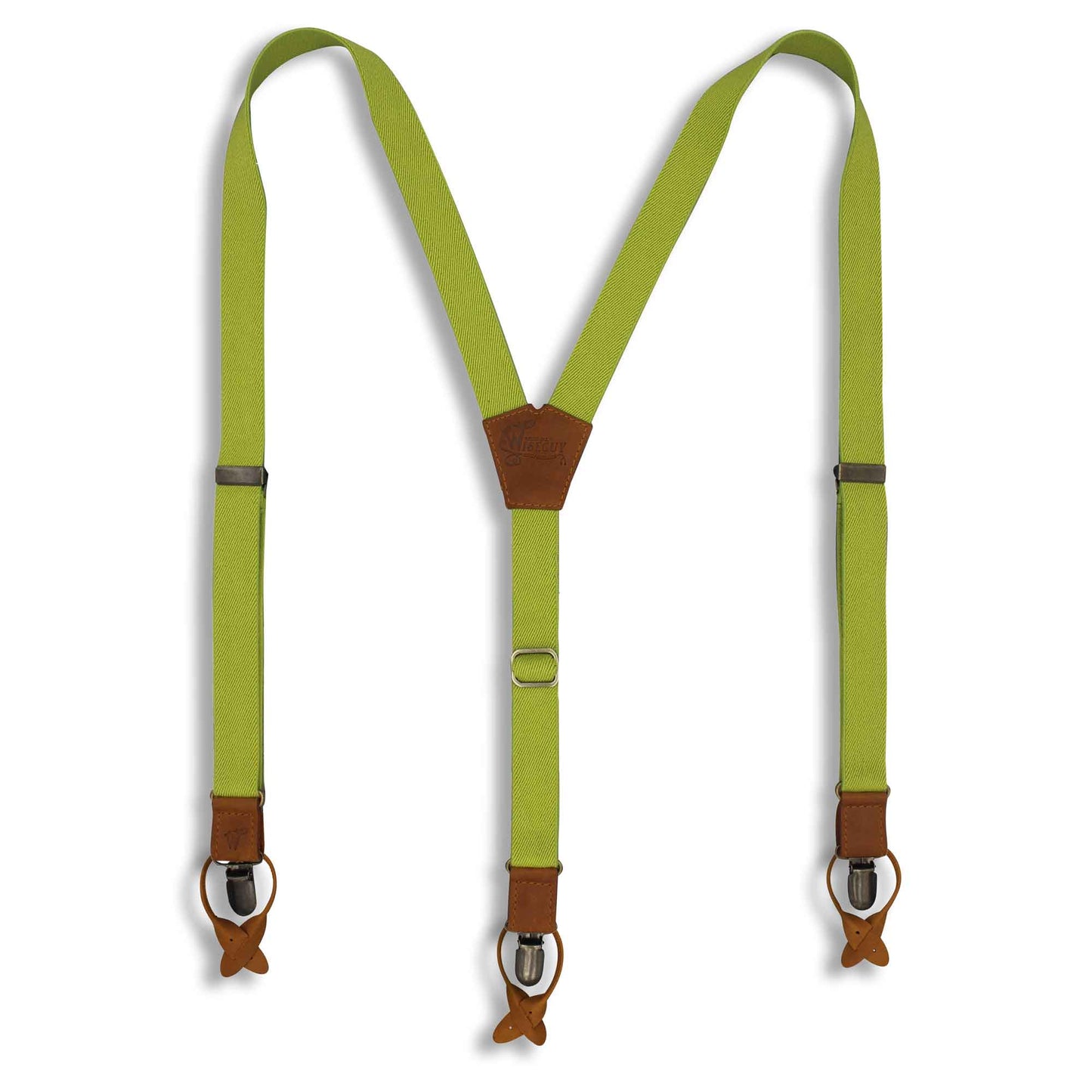 The Lime on Camel Brown Suspenders & Brass slim straps ( 1 inch/ 2.5cm) - Wiseguy Suspenders