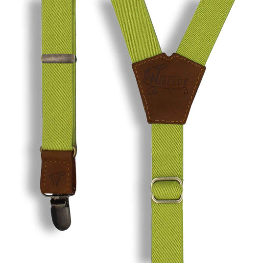 The Lime on Camel Brown Suspenders & Brass slim straps ( 1 inch/ 2.5cm) - Wiseguy Suspenders