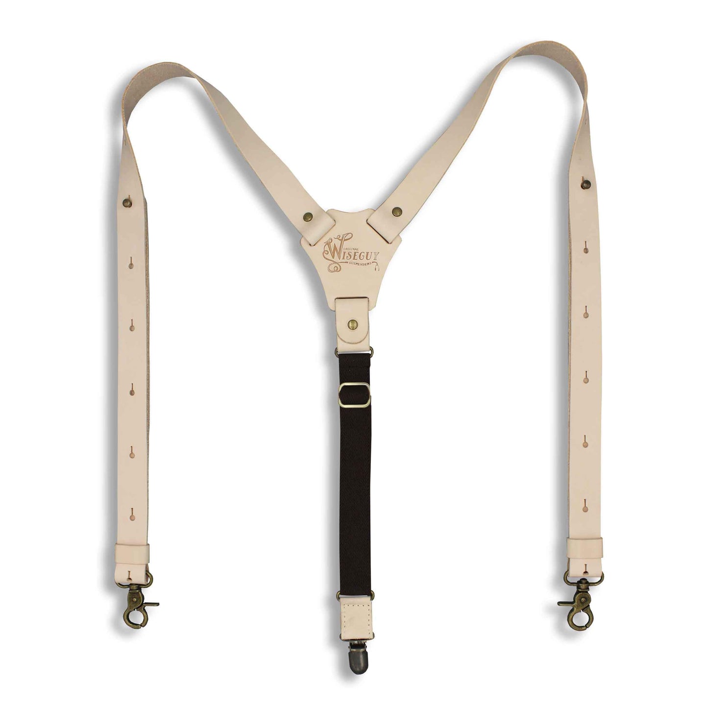 Crazy Horse Flex RAW Leather with brown elastic 1 inch back straps - Wiseguy Suspenders