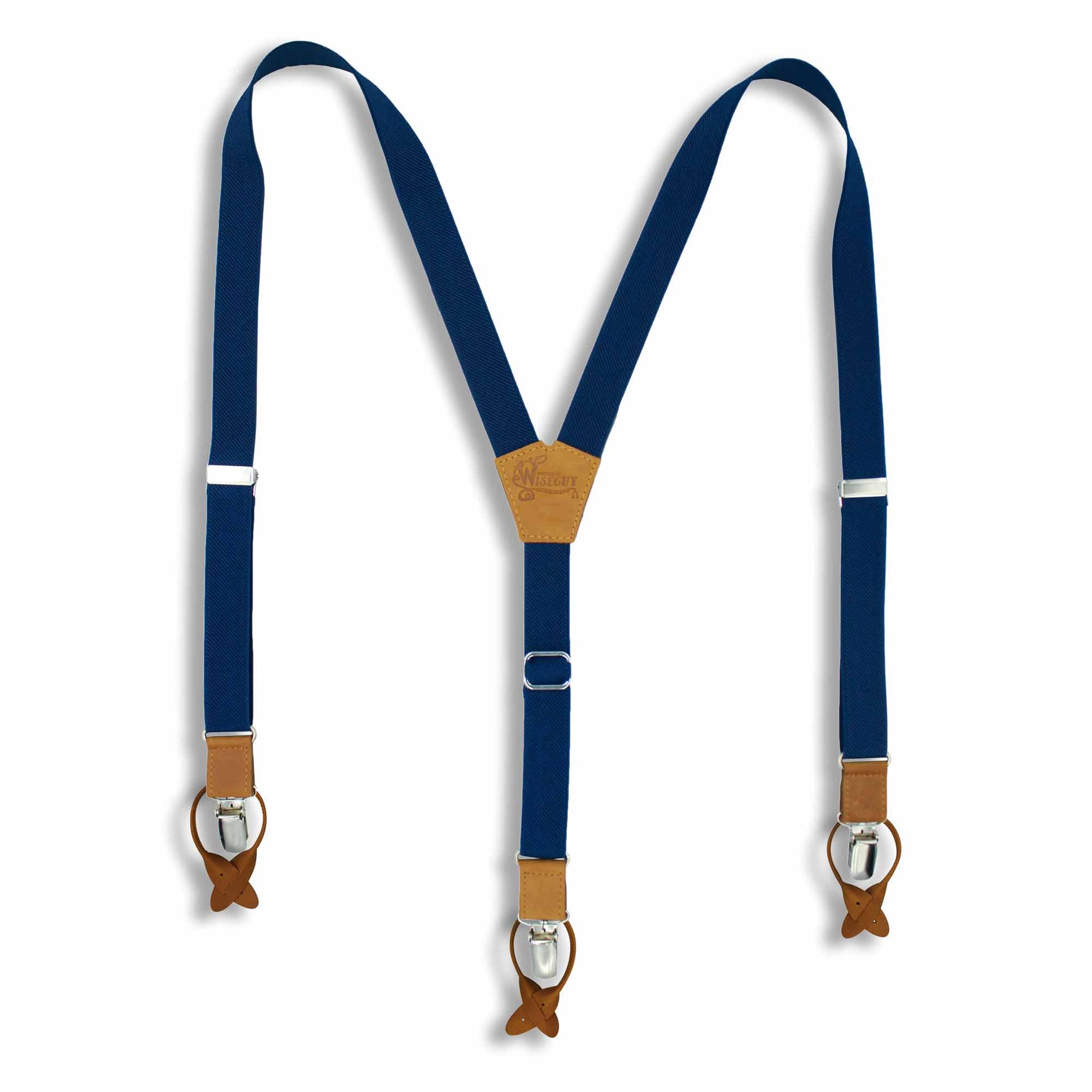 Navy Blue Suspenders slim straps (1 inch/2.54 cm) - Wiseguy Suspenders