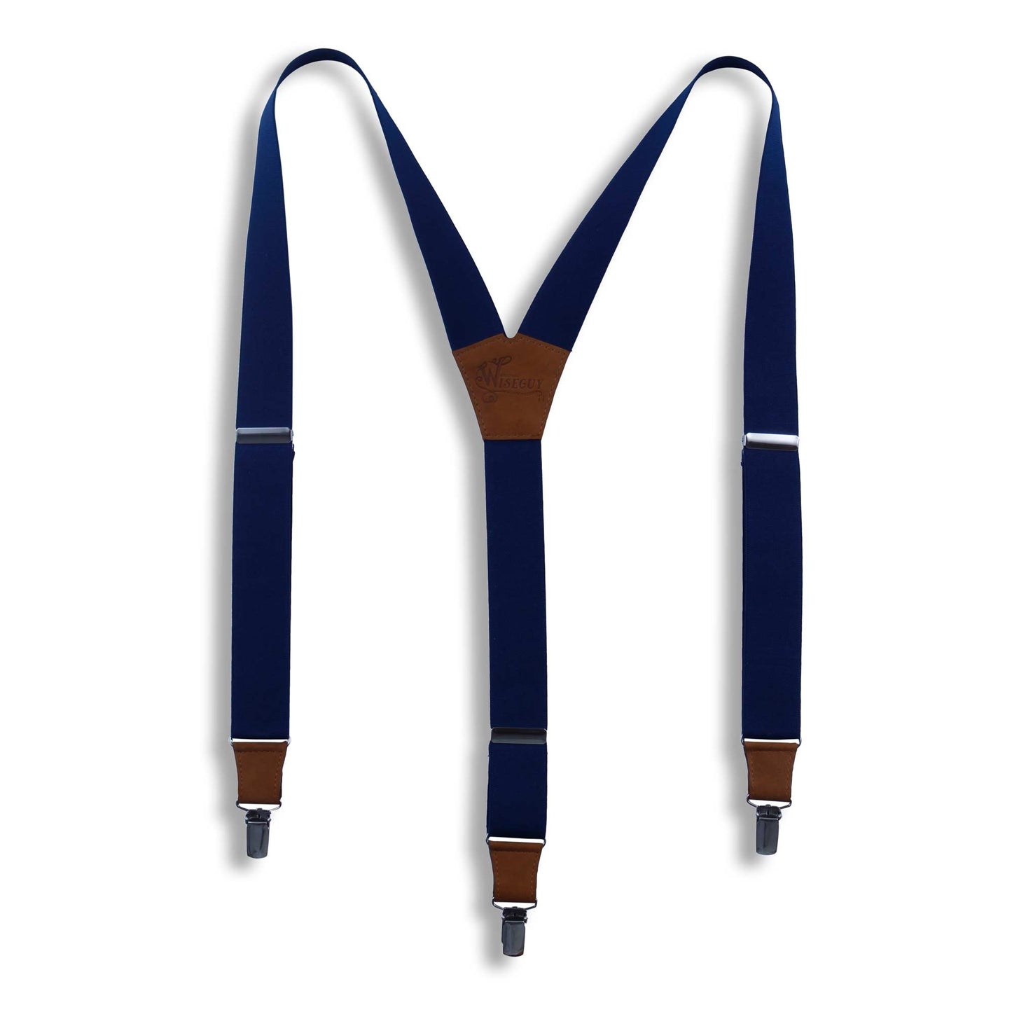 Navy Blue on Camel Brown Suspenders wide straps (1.36 inch/3.5 cm) - Wiseguy Suspenders