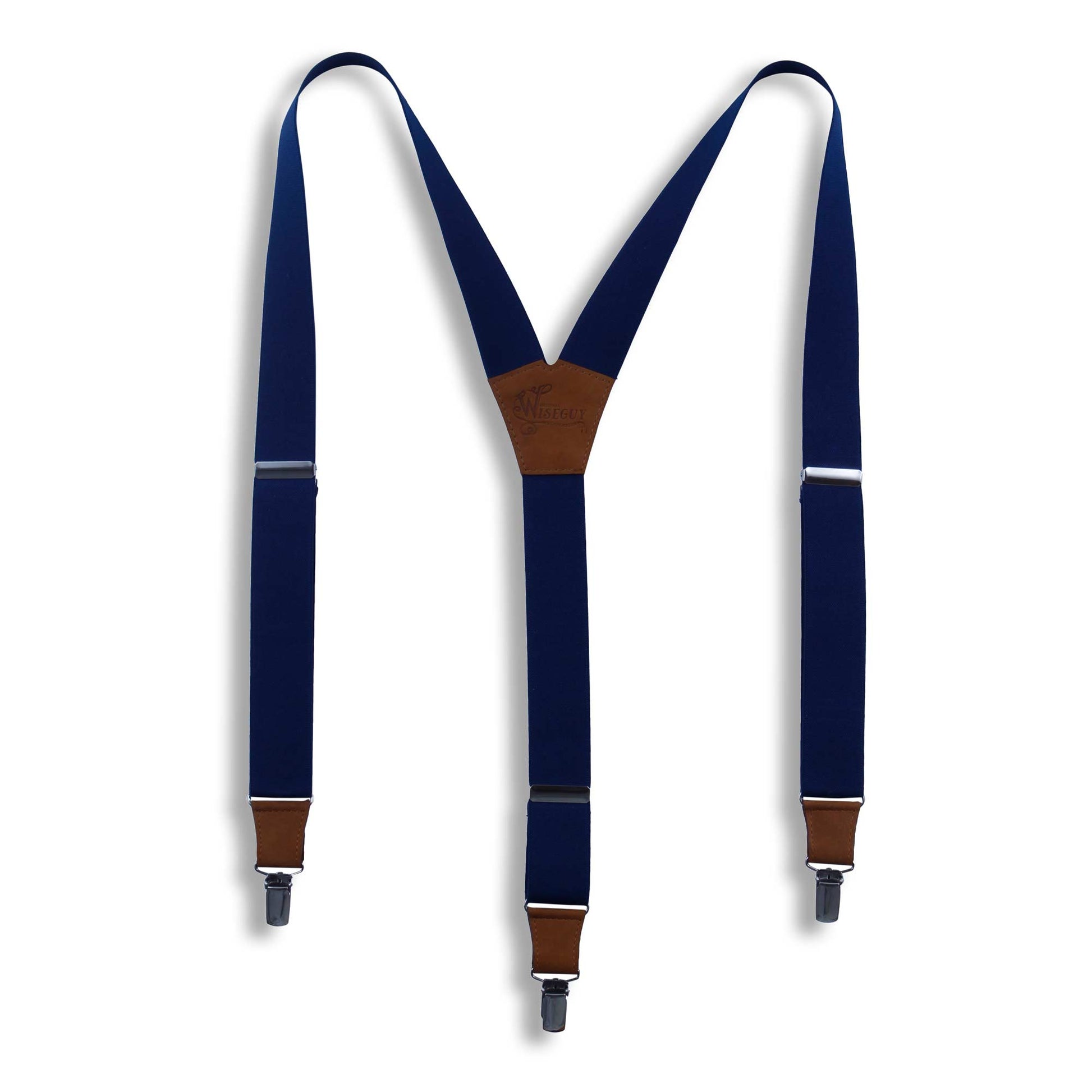 Navy Blue on Camel Brown Suspenders wide straps (1.36 inch/3.5 cm) - Wiseguy Suspenders