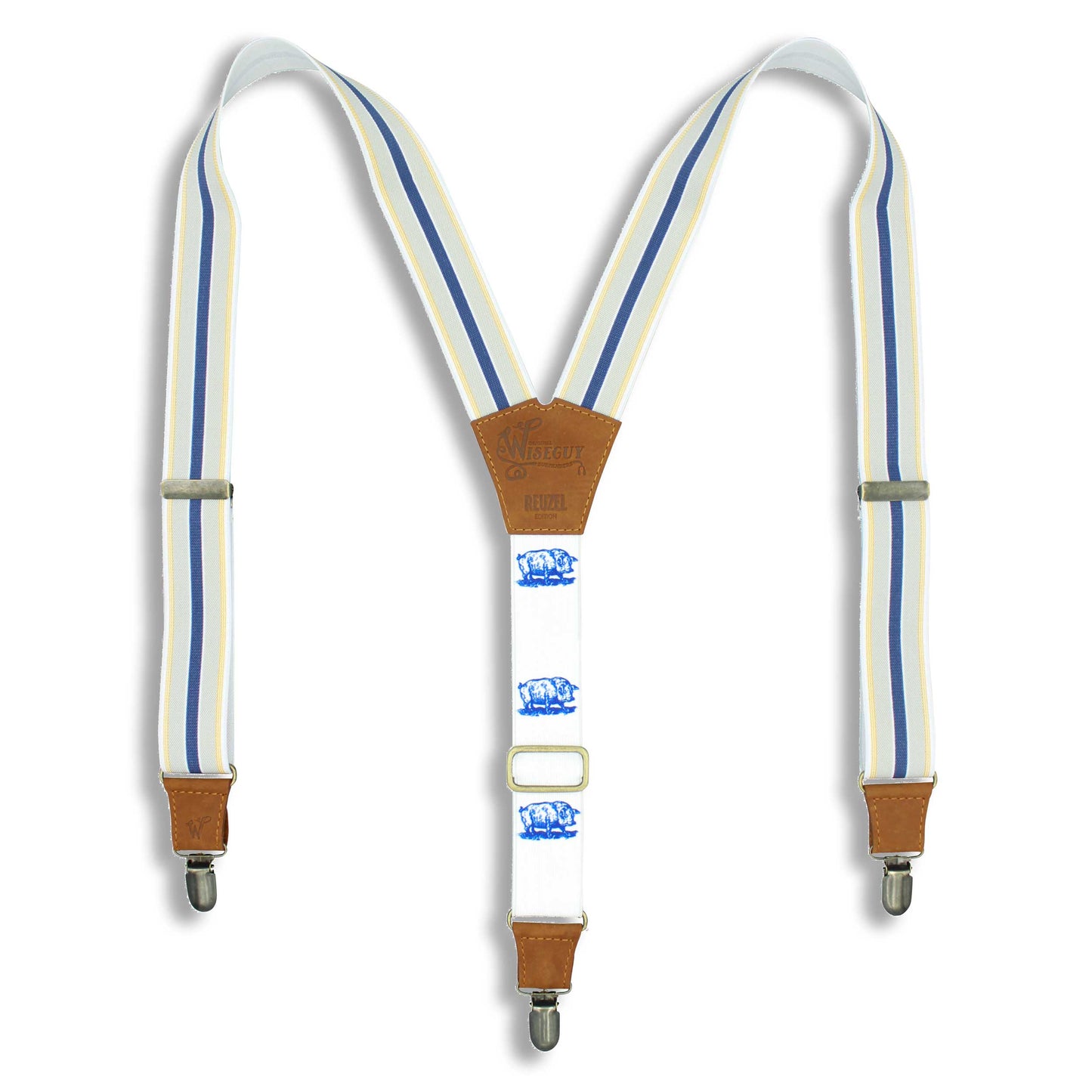 Reuzel High 'n' Tight suspender on Camel Brown wide straps (1.36 inch / 3.5 cm) - Wiseguy Suspenders