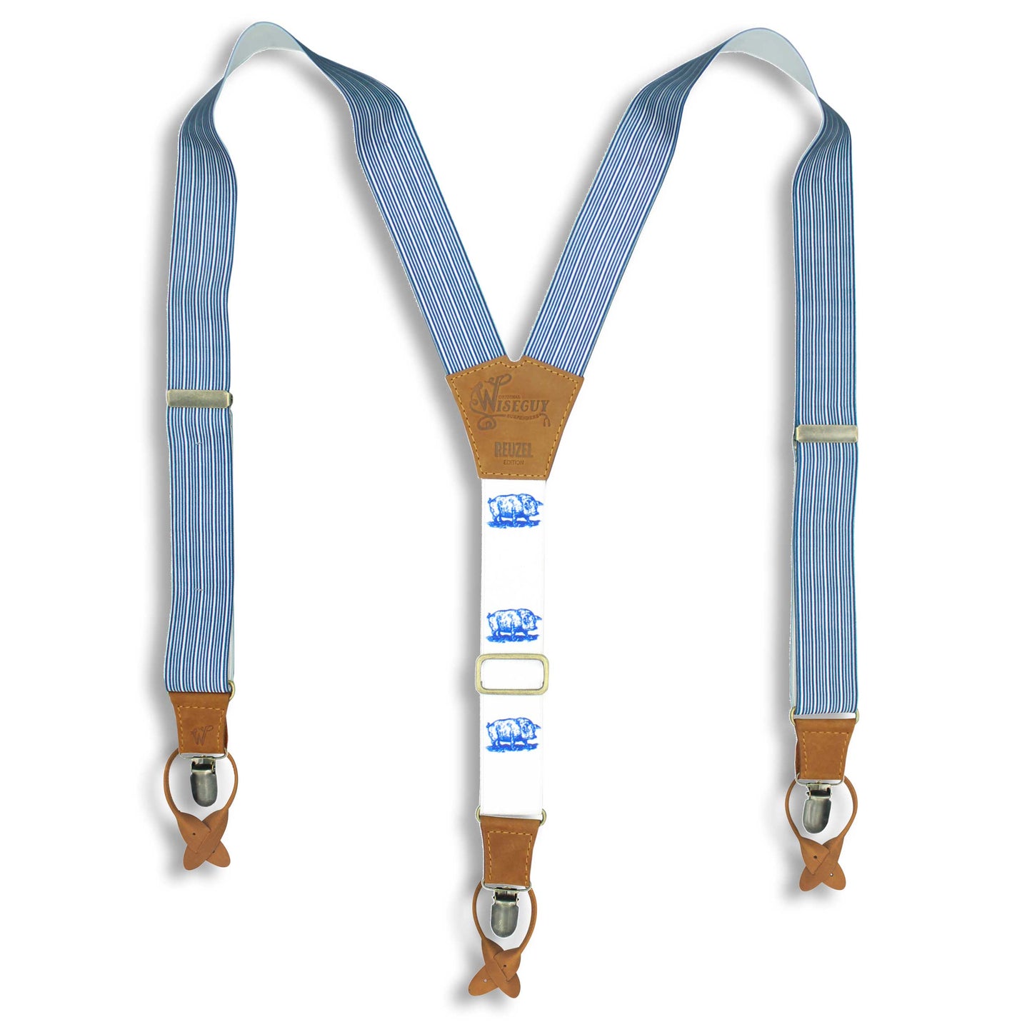 Reuzel Pompadour suspender on Camel wide straps (1.36 inch / 3.5 cm) - Wiseguy Suspenders