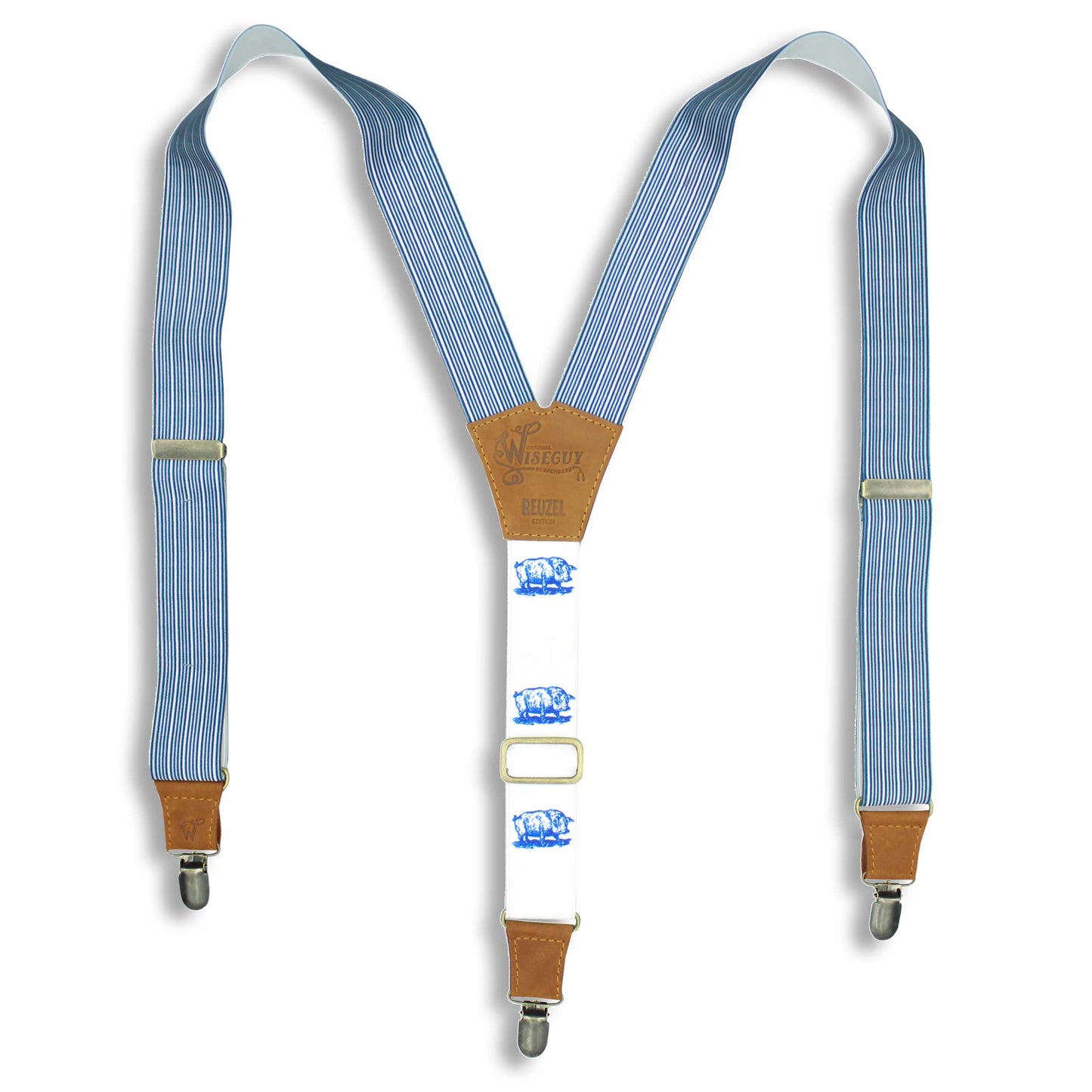 Reuzel Pompadour suspender on Camel wide straps (1.36 inch / 3.5 cm) - Wiseguy Suspenders
