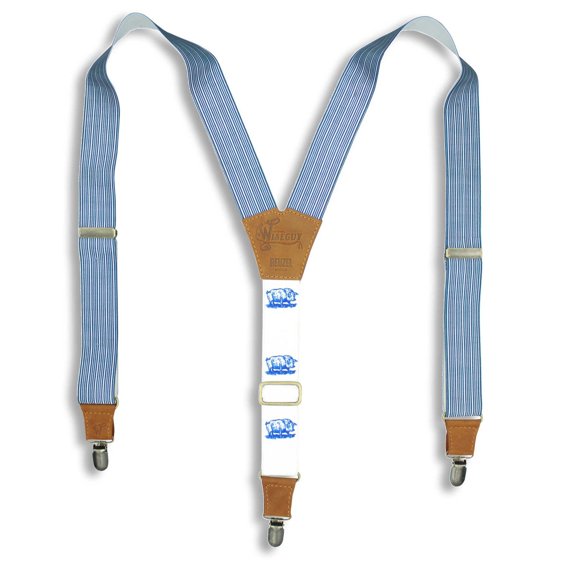 Reuzel Pompadour suspender on Camel wide straps (1.36 inch / 3.5 cm) - Wiseguy Suspenders