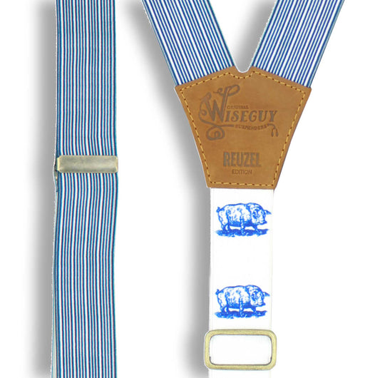Reuzel Pompadour suspender on Camel wide straps (1.36 inch / 3.5 cm) - Wiseguy Suspenders
