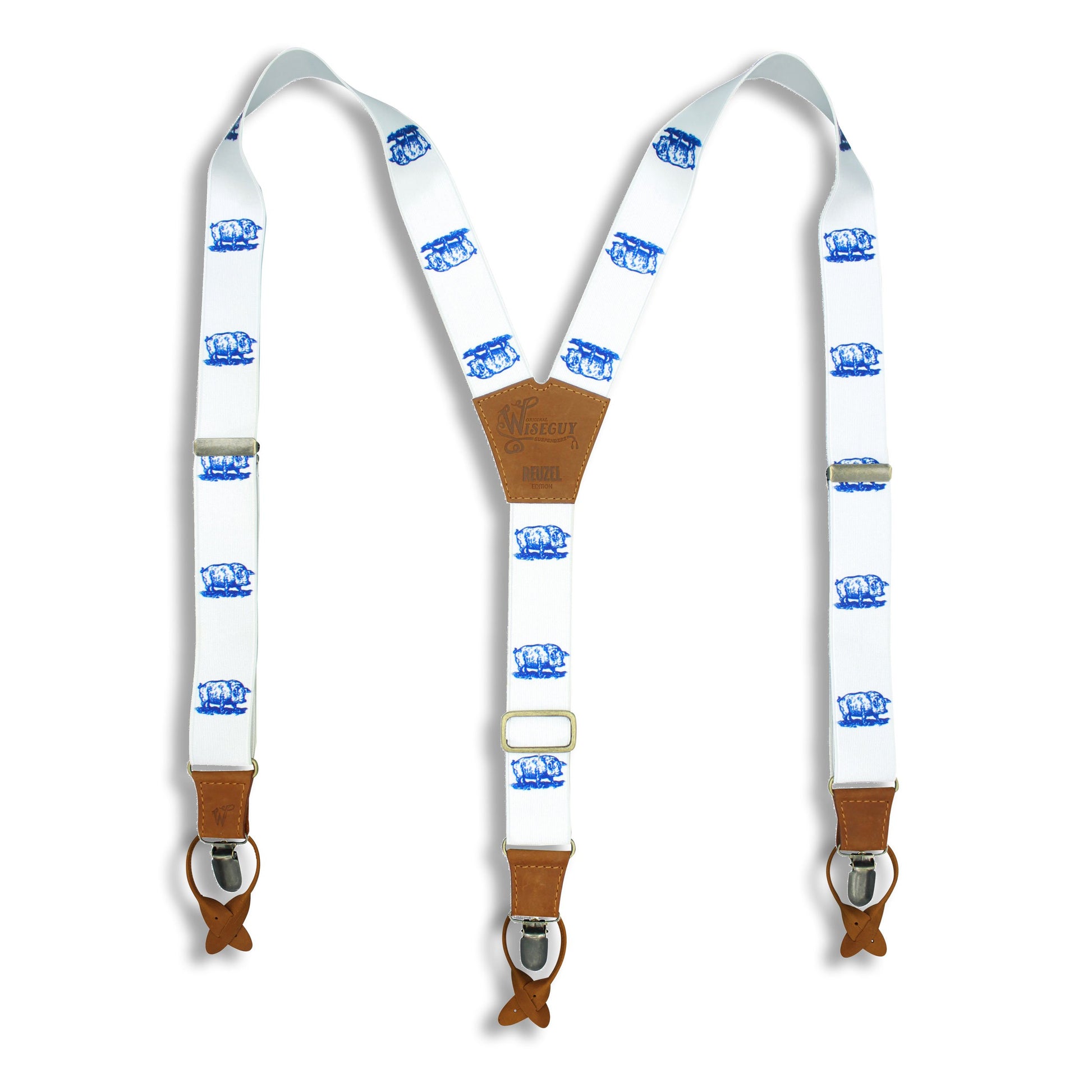 Reuzel Scumbag Suspenders on Camel Brown wide straps (1.36 inch / 3.5 cm) - Wiseguy Suspenders