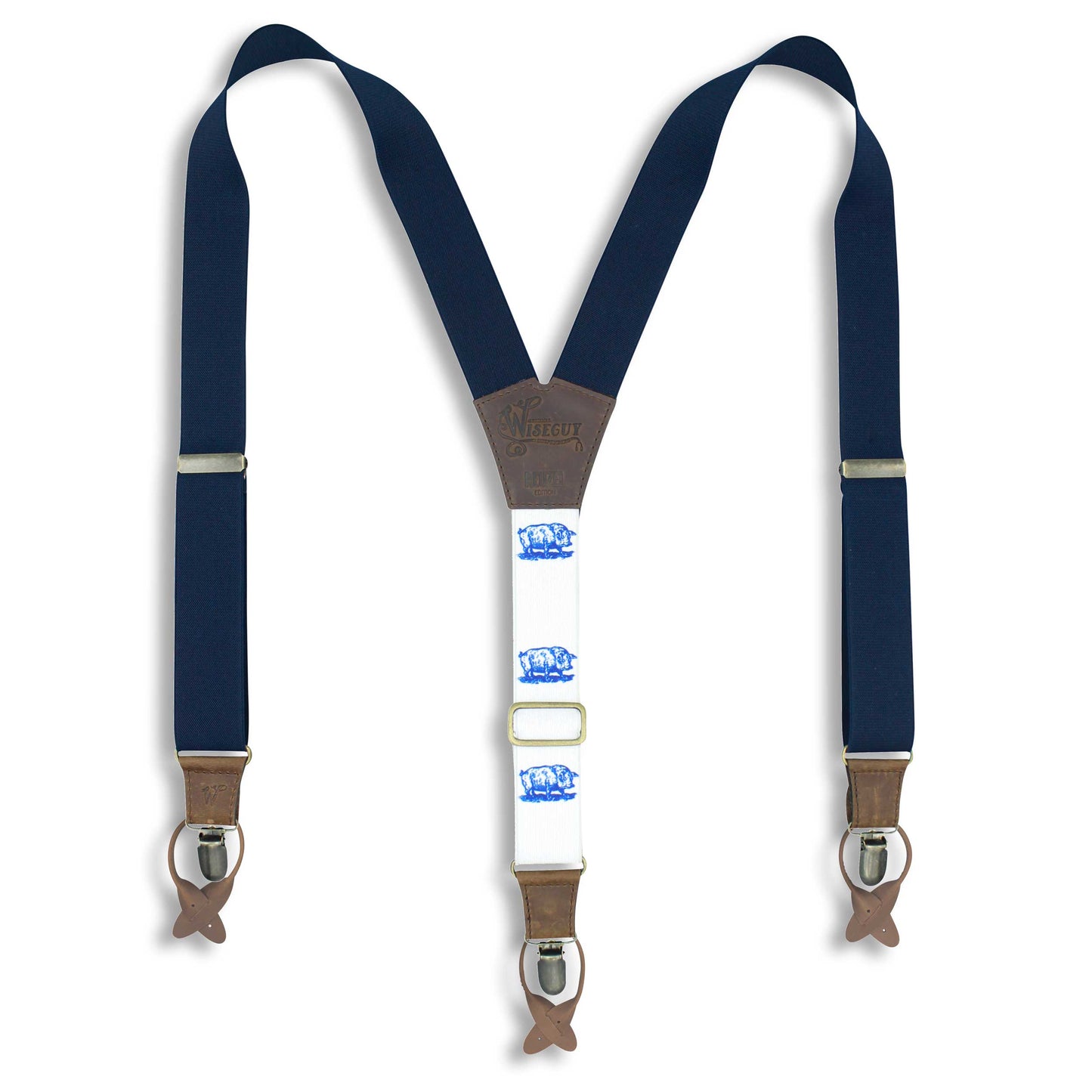 Reuzel Slickback Suspenders on Dark Brown wide straps (1.36 inch / 3.5 cm) - Wiseguy Suspenders