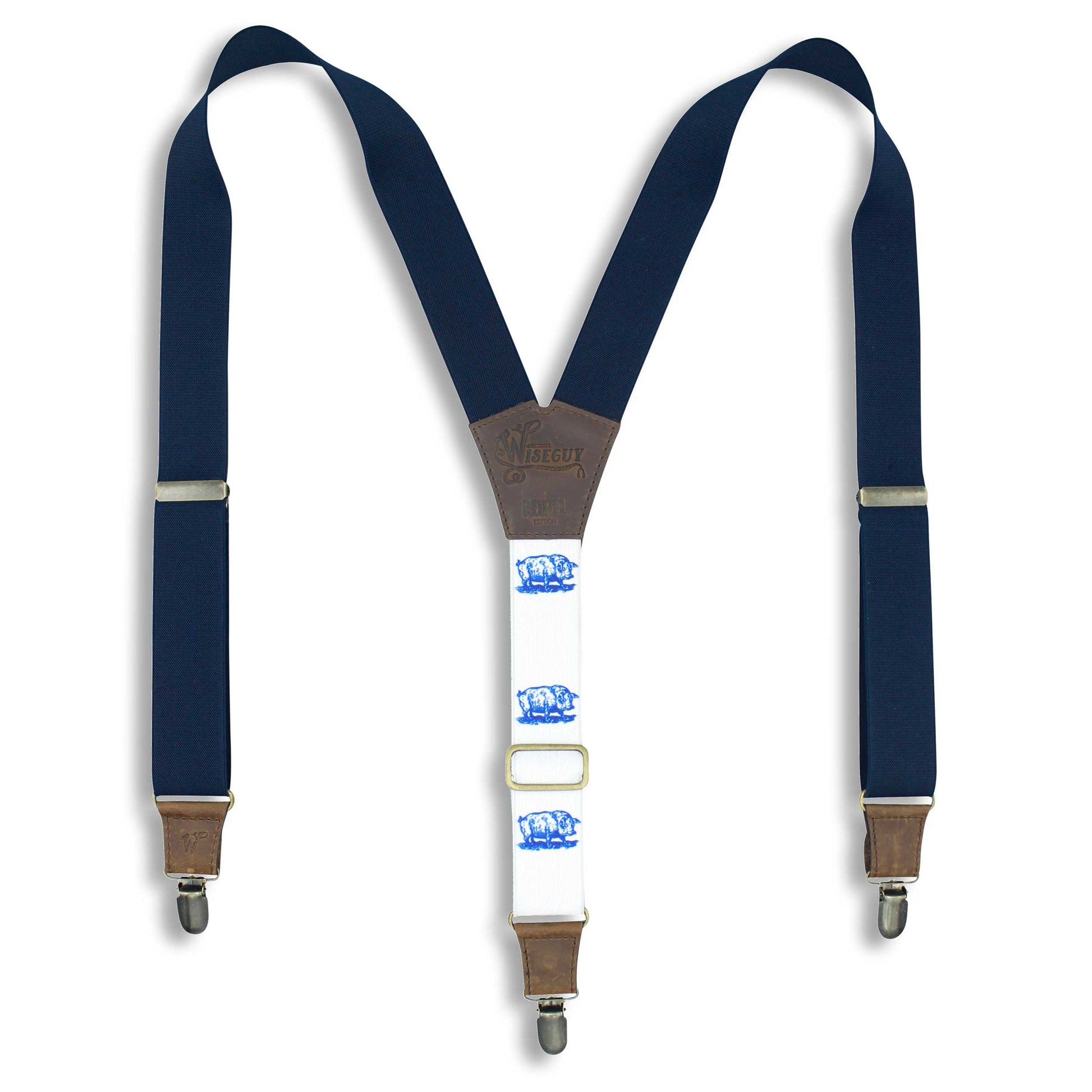 Reuzel Slickback Suspenders on Dark Brown wide straps (1.36 inch / 3.5 cm) - Wiseguy Suspenders