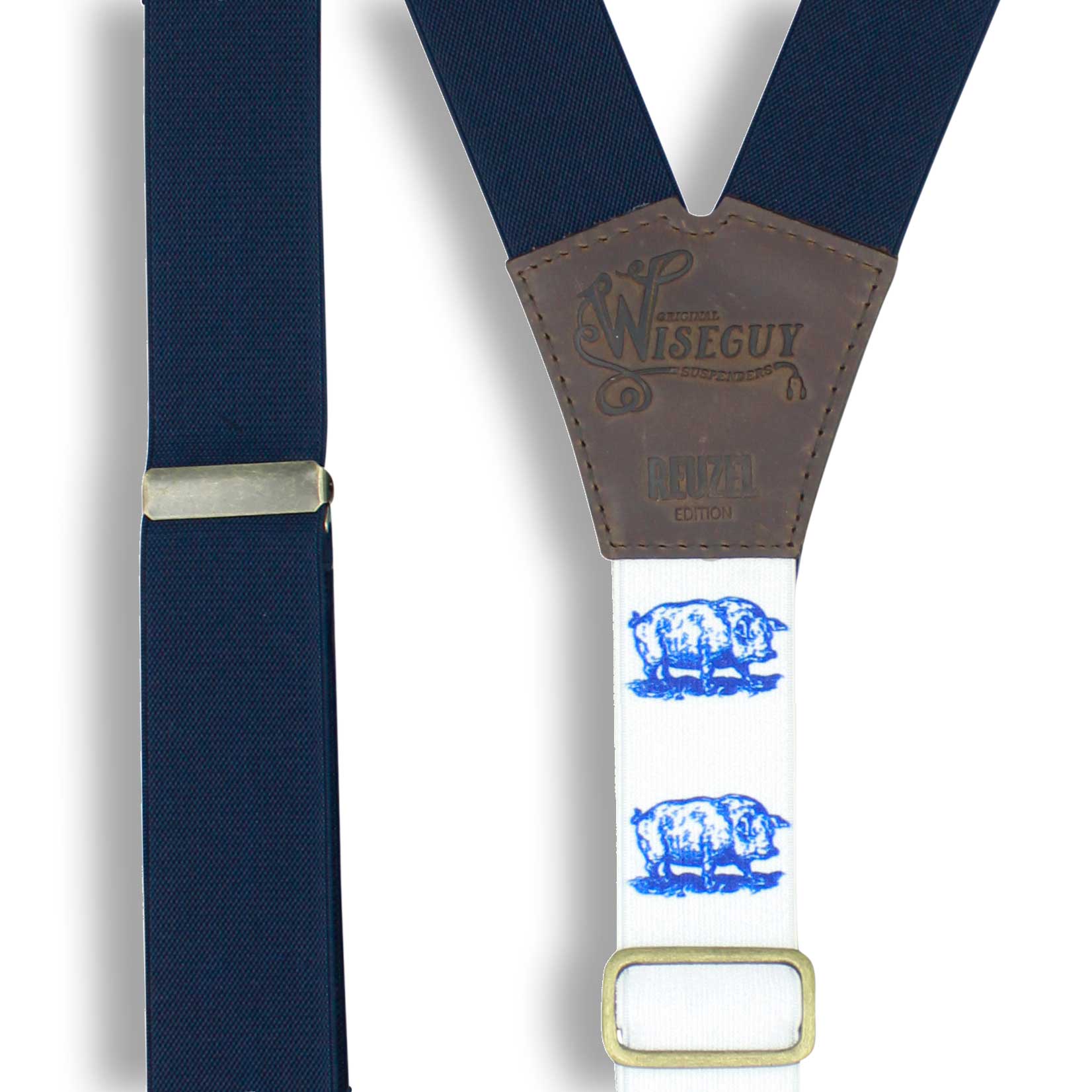 Reuzel Slickback Suspenders on Dark Brown wide straps (1.36 inch / 3.5 cm) - Wiseguy Suspenders